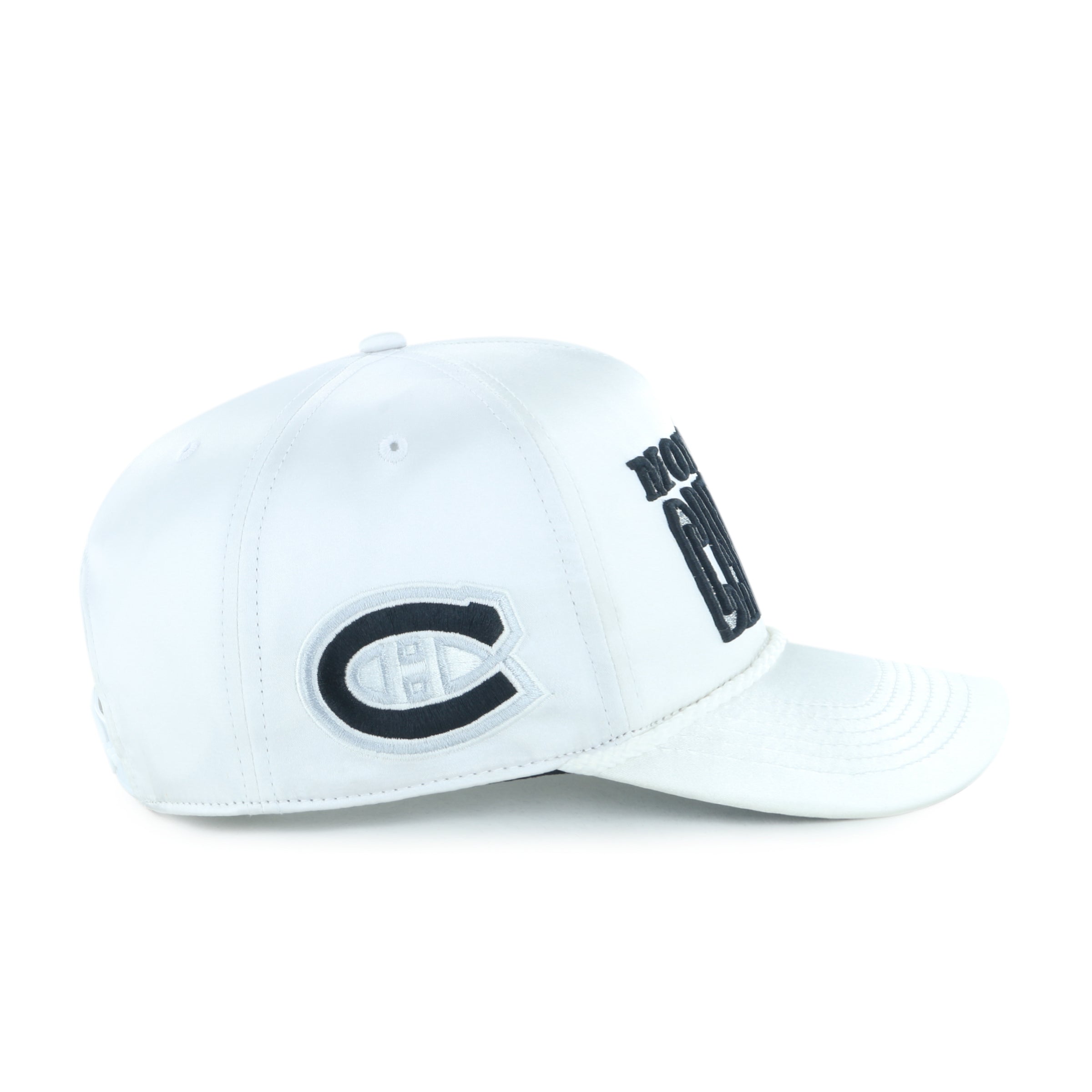 Casquette Snapback blanche à visière plate pour femmes de la marque 47 Brand, équipe des Canadiens de Montréal de la LNH.