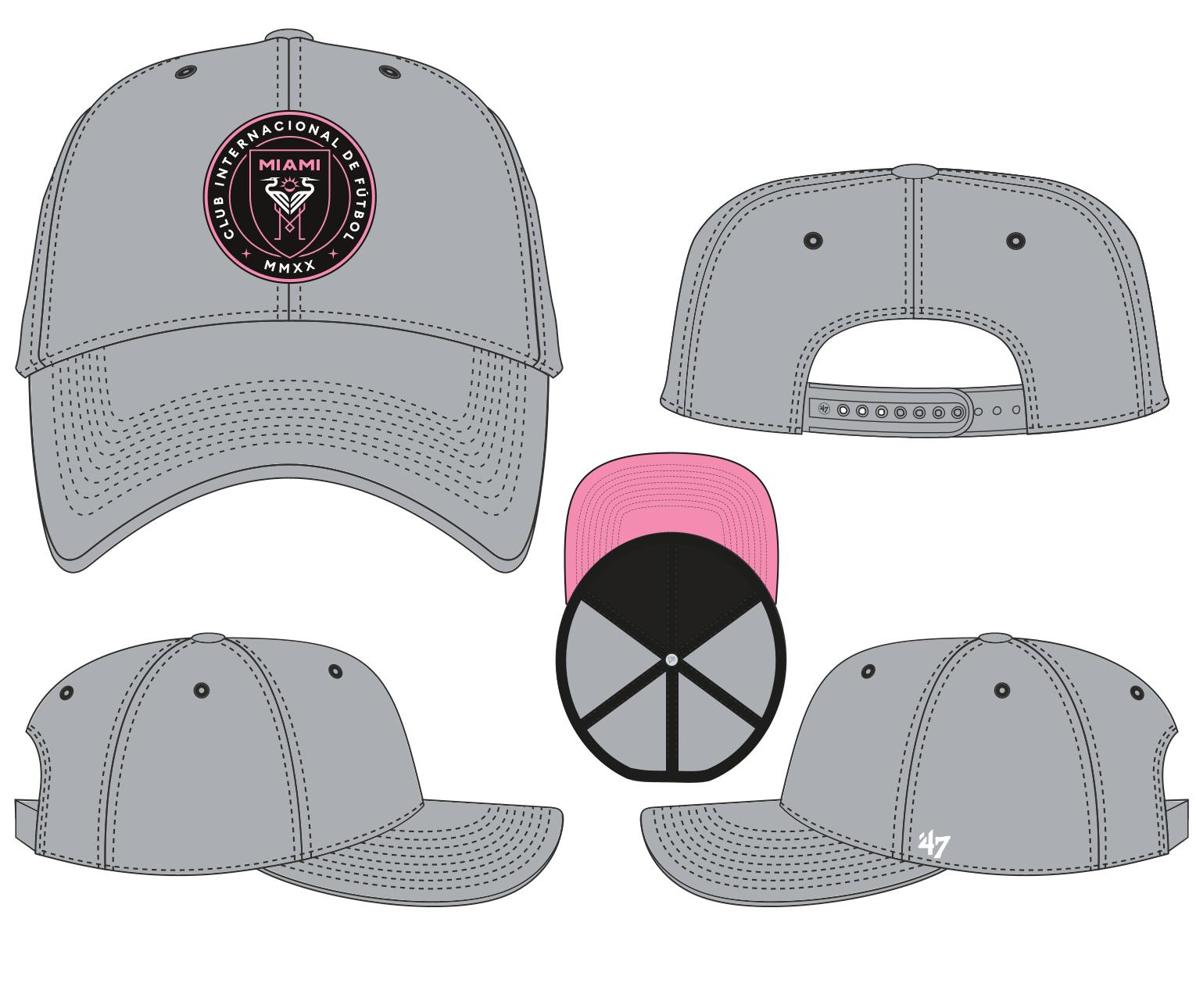 Inter Miami FC MLS 47 Brand Men's Grey MVP Ballpark Snapback Hat