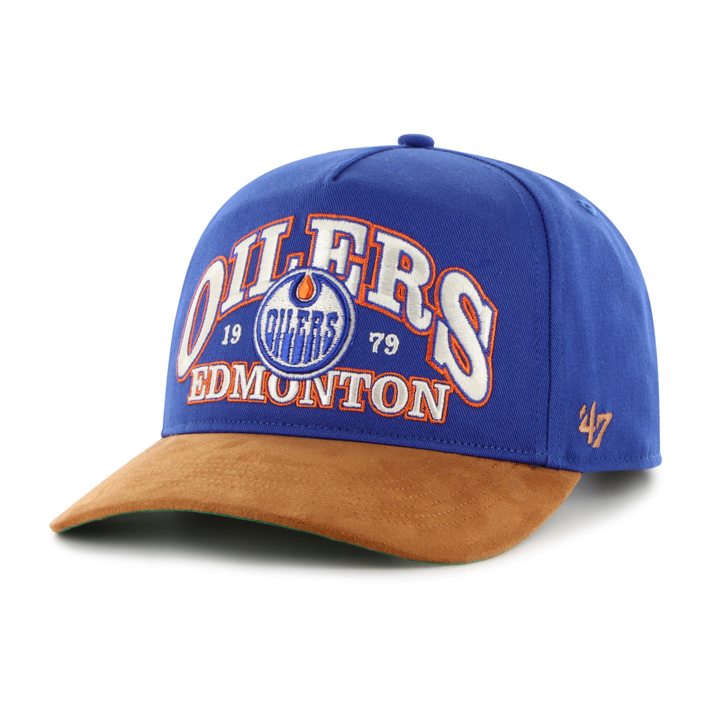 Casquette snapback Royal Break Wood Suede Hitch pour homme des Oilers d'Edmonton (NHL) de la marque 47 Brand