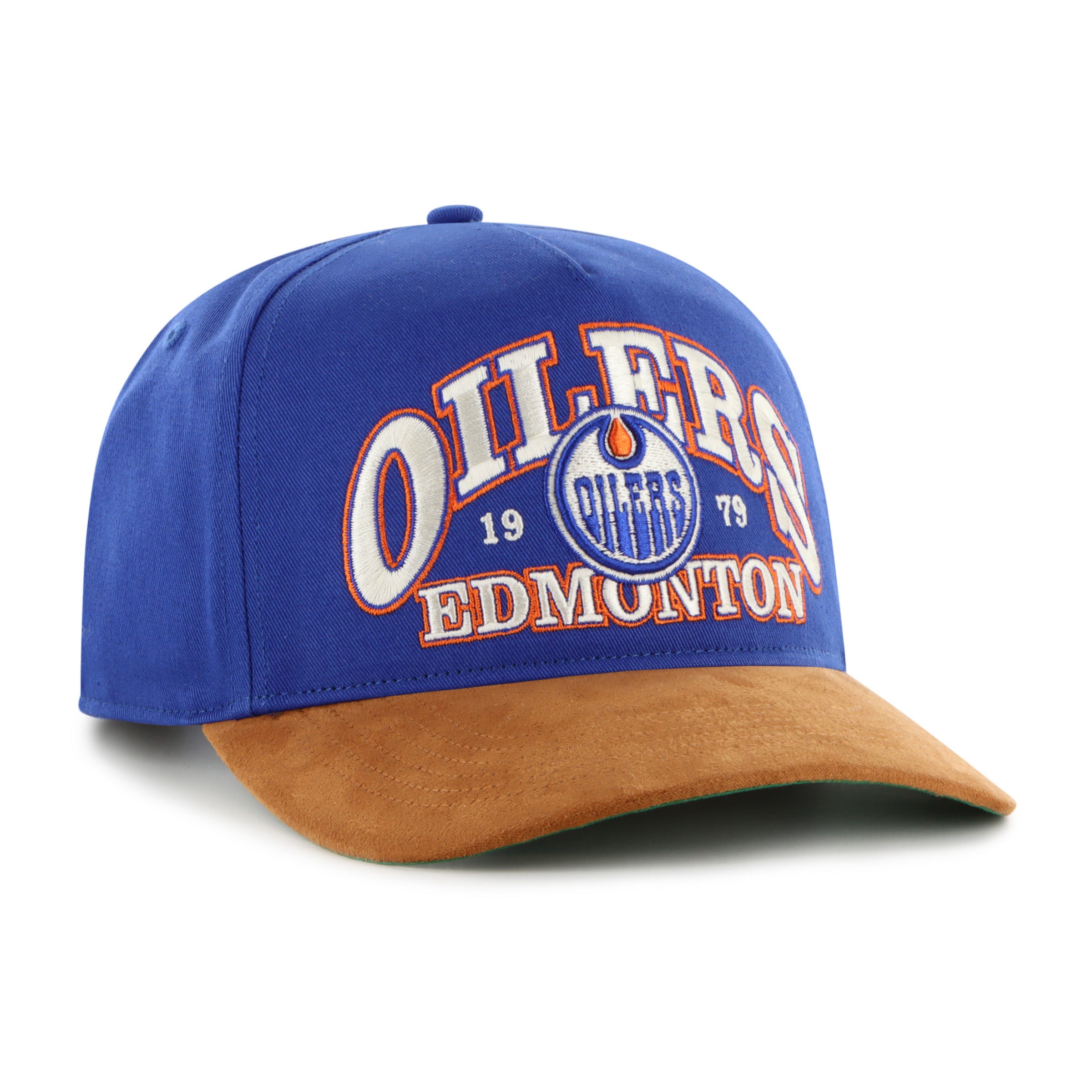 Casquette snapback Royal Break Wood Suede Hitch pour homme des Oilers d'Edmonton (NHL) de la marque 47 Brand