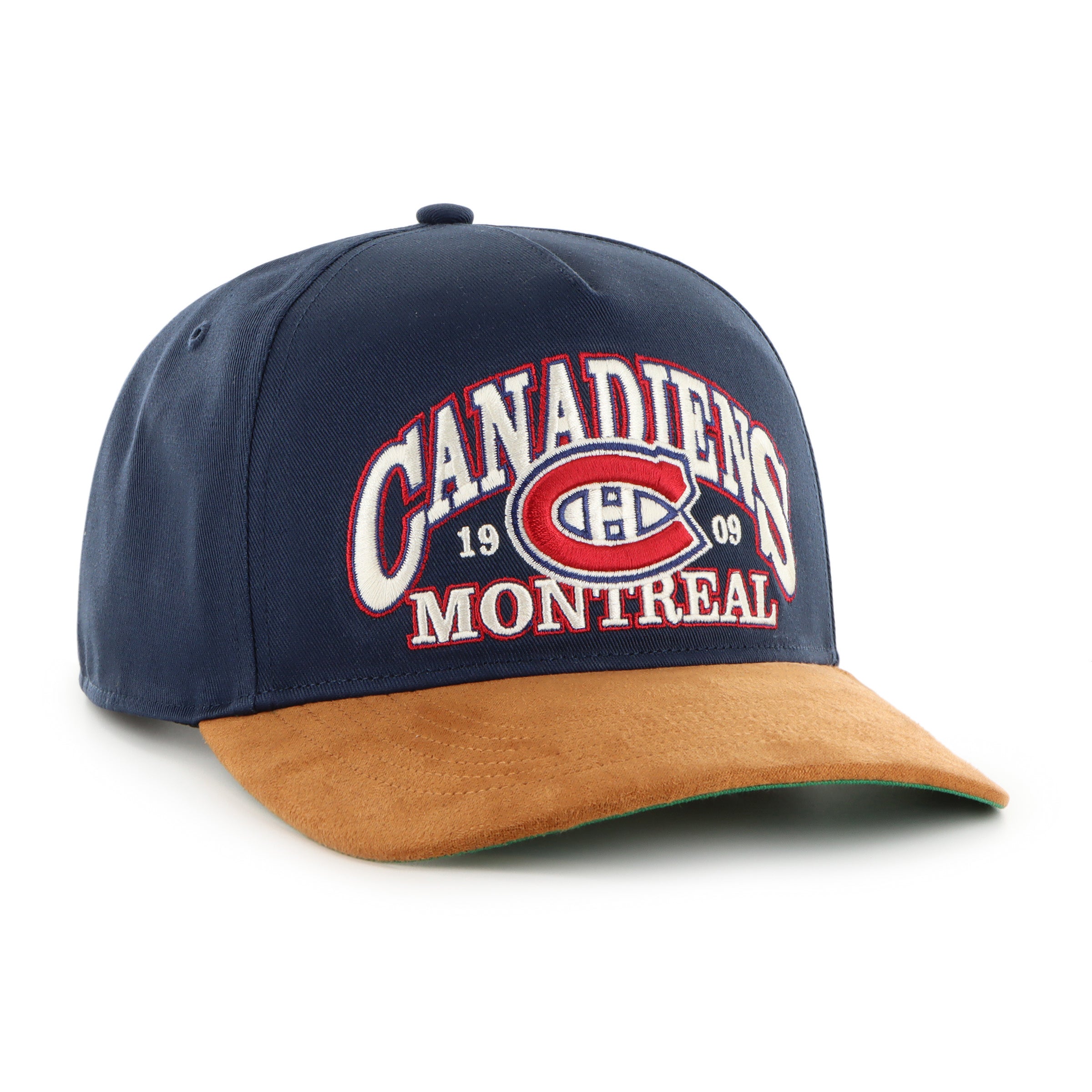 Montreal Canadiens NHL 47 Brand Men's Navy Break Wood Suede Hitch Snapback Hat
