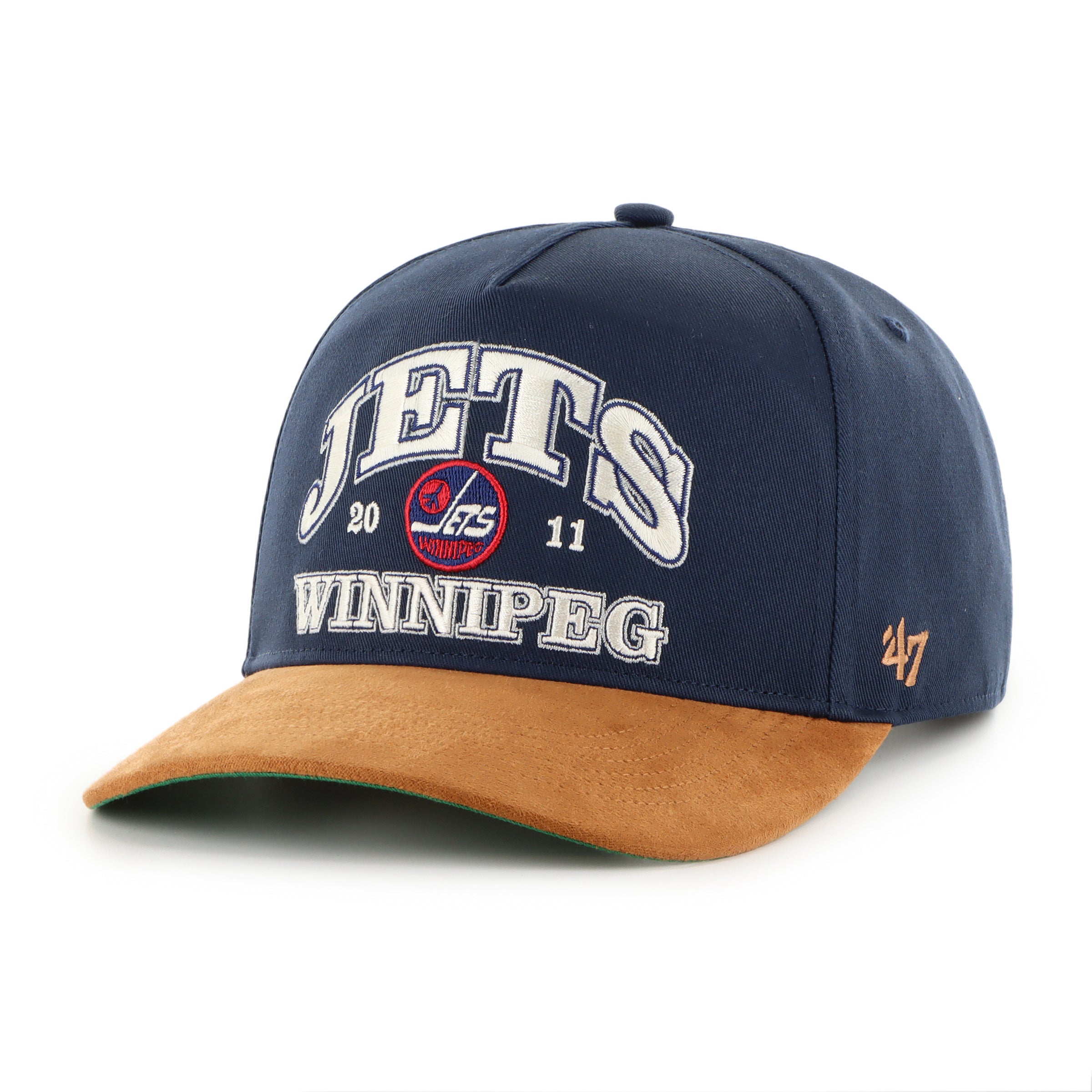 Winnipeg Jets NHL 47 Brand Men's Navy Break Wood Suede Hitch Snapback Hat