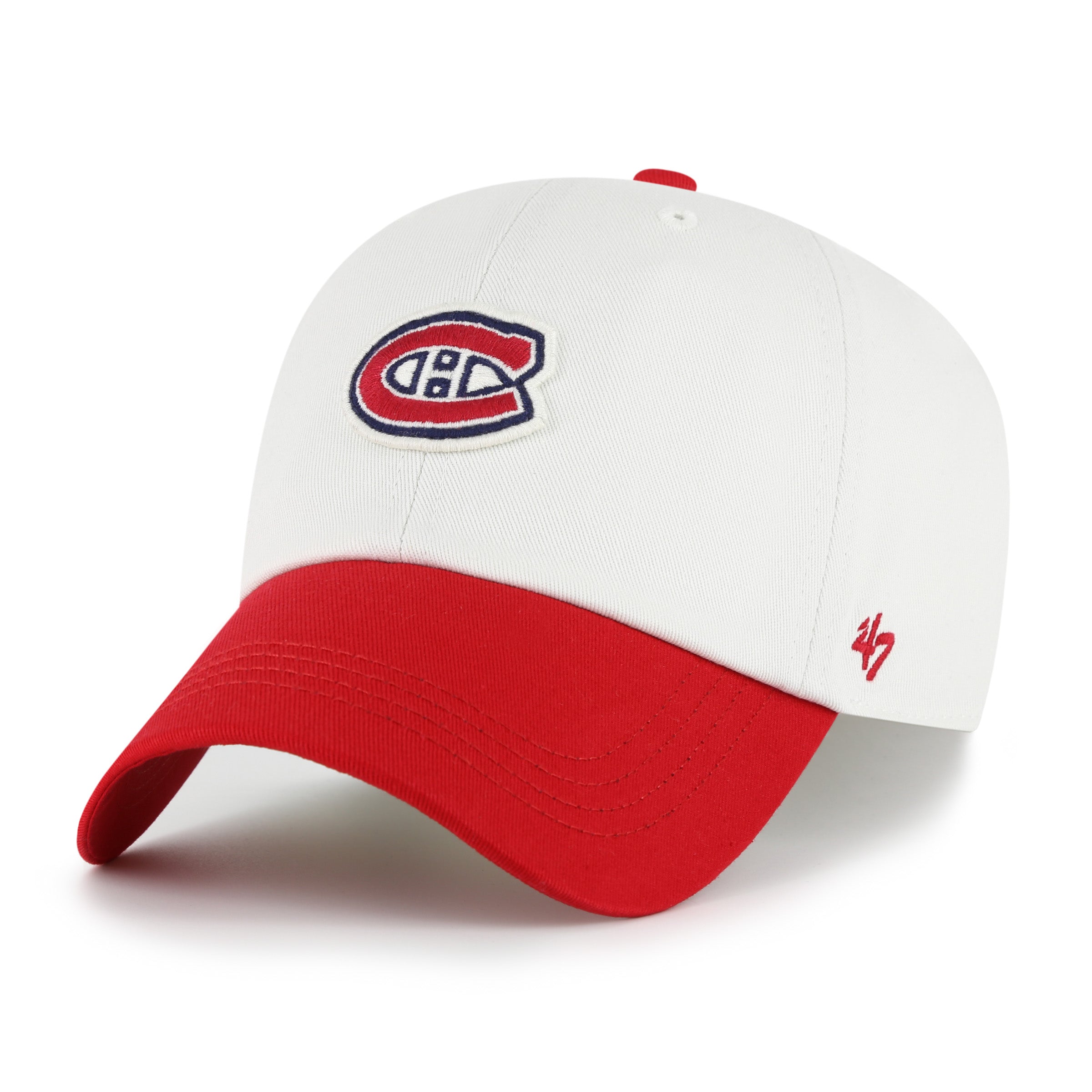 Montreal Canadiens NHL 47 Brand Men's White Red Contemporary Two Tone Clean Up Adjustable Hat