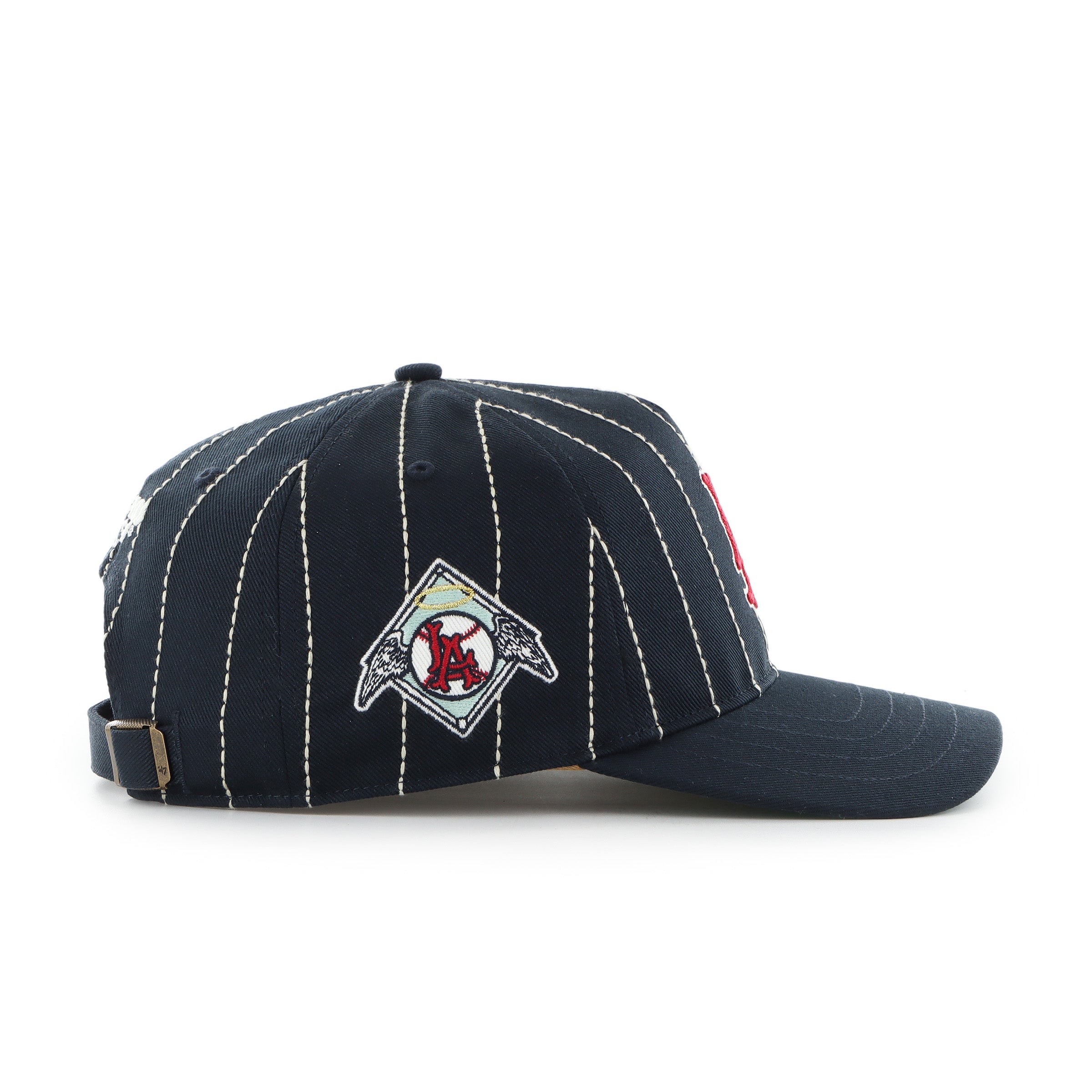 Los Angeles Angels MLB 47 Brand Men's Black Rawlings Pinstripe Hitch Adjustable Hat