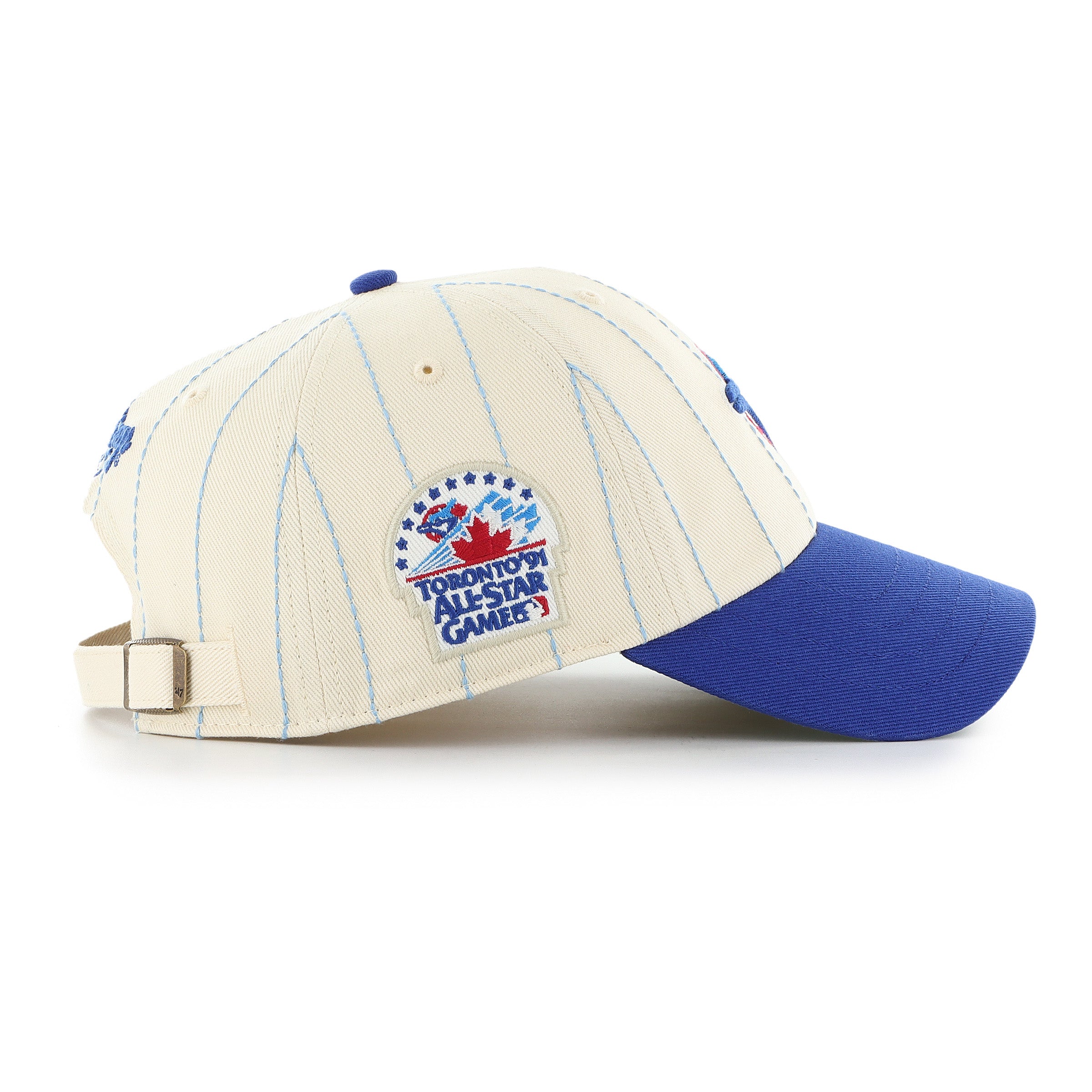 Toronto Blue Jays MLB 47 Brand Men's Beige Rawlings Pinstripe Clean Up  Adjustable Hat