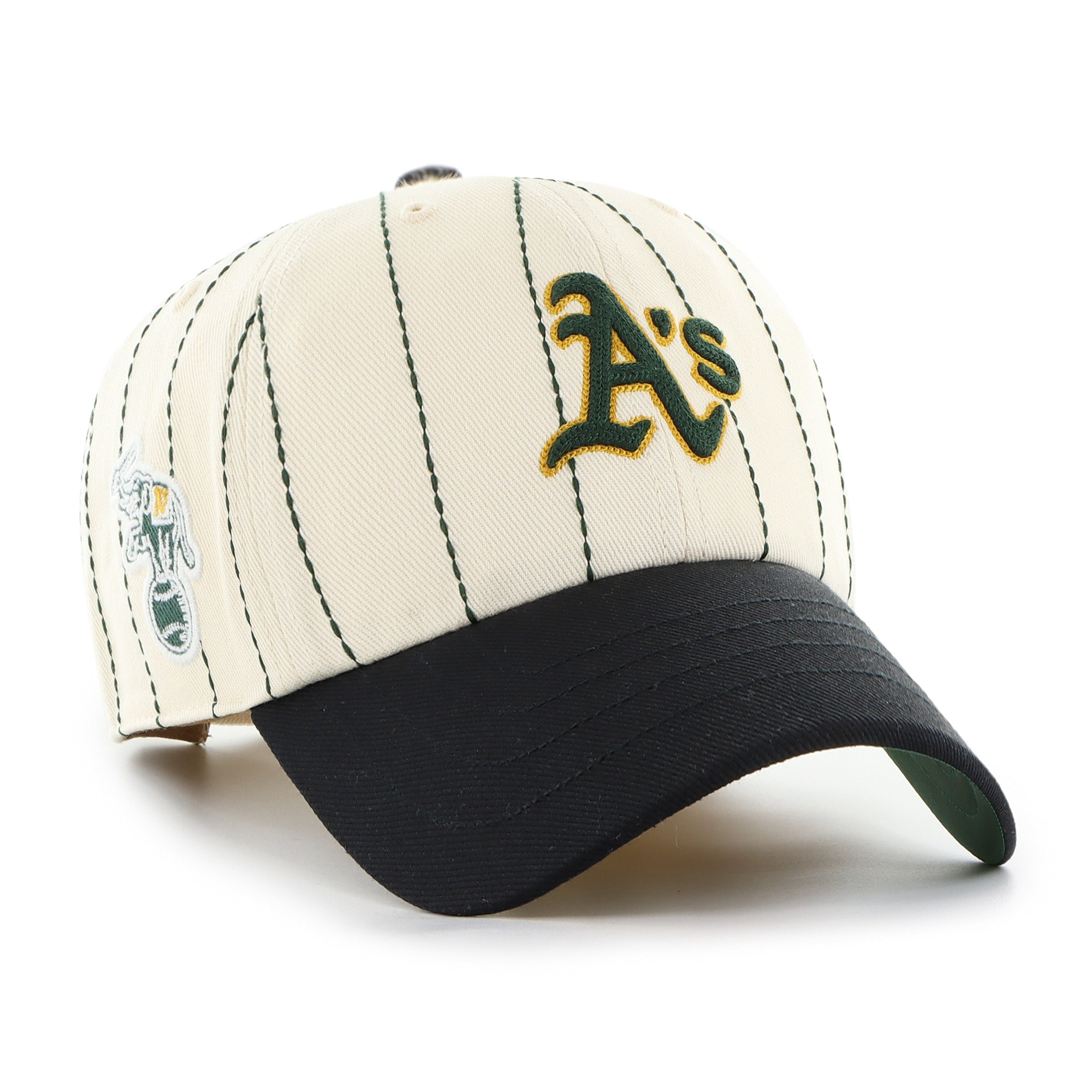 Oakland Athletics MLB 47 Brand Men's Beige Rawlings Pinstripe Clean Up  Adjustable Hat