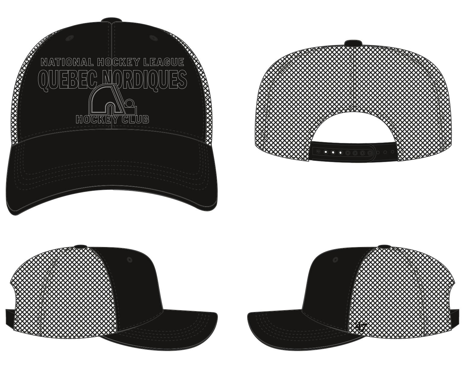Quebec Nordiques NHL 47 Brand Men's Black Contemporary Trucker Snapback Hat