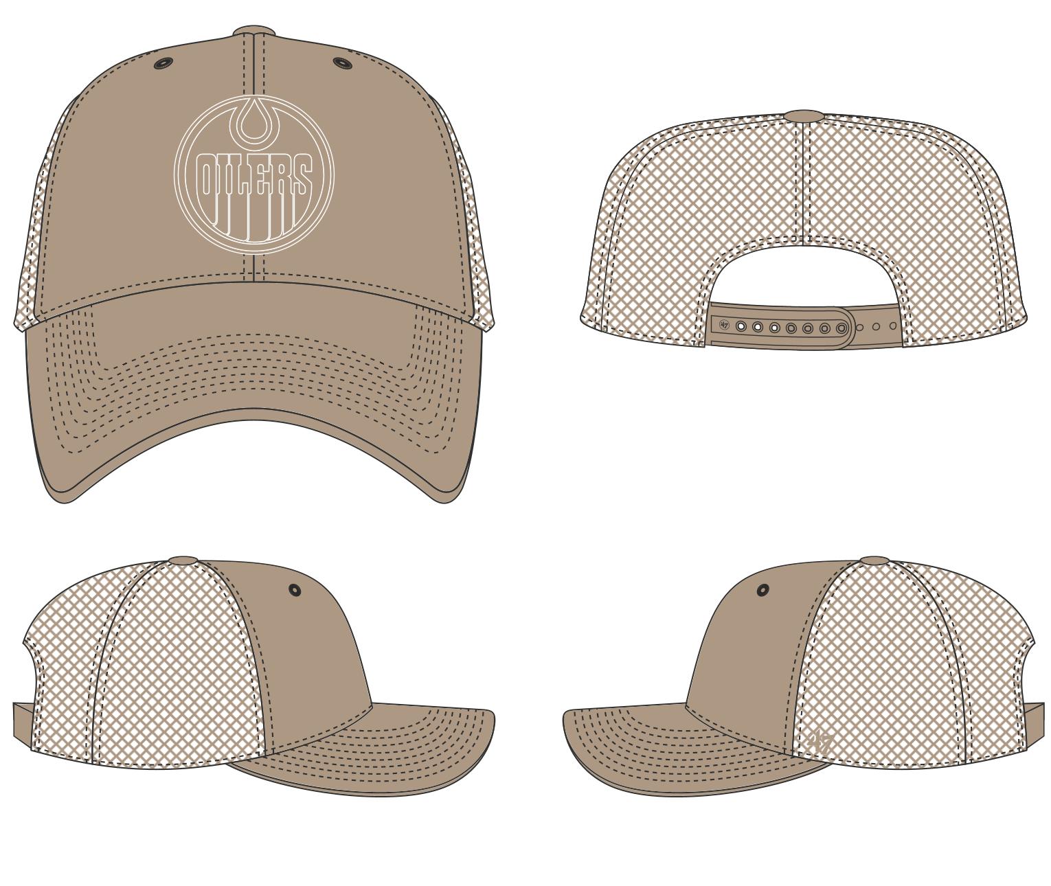Casquette de baseball Edmonton Oilers NHL 47 Brand Branson MVP Trucker kaki pour homme
