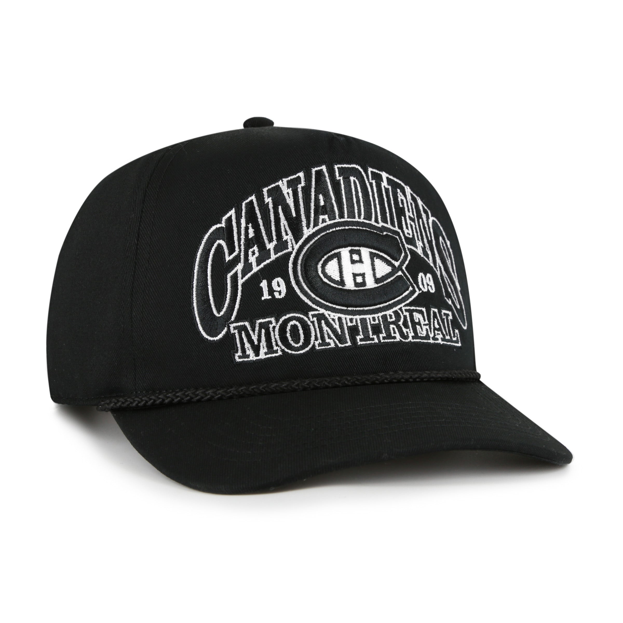 Casquette ajustable à bouton-pression '47 Brand Break Wood Hitch noire pour homme des Canadiens de Montréal