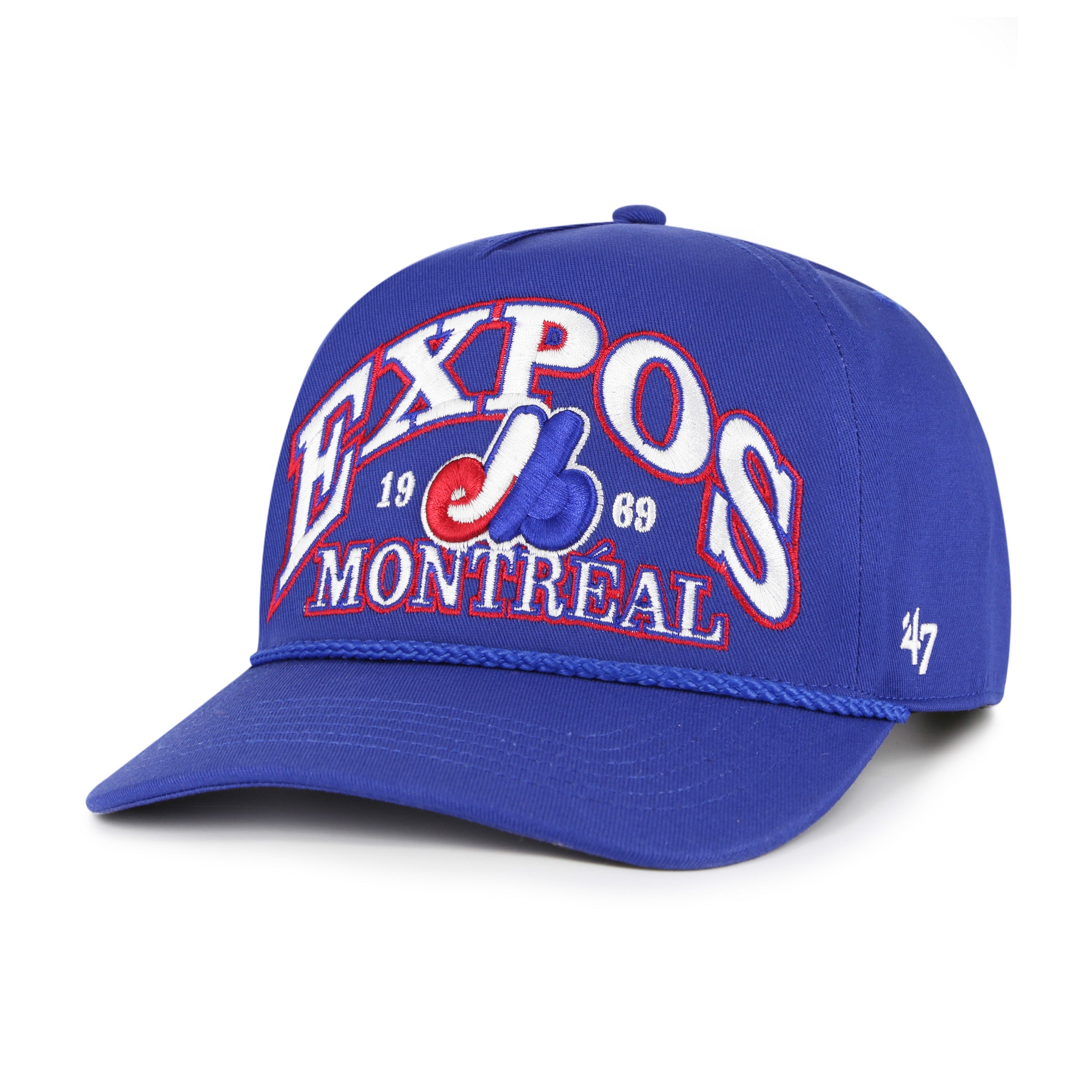 Montreal Expos MLB 47 Brand Men's Royal Break Wood Hitch Snapback Hat