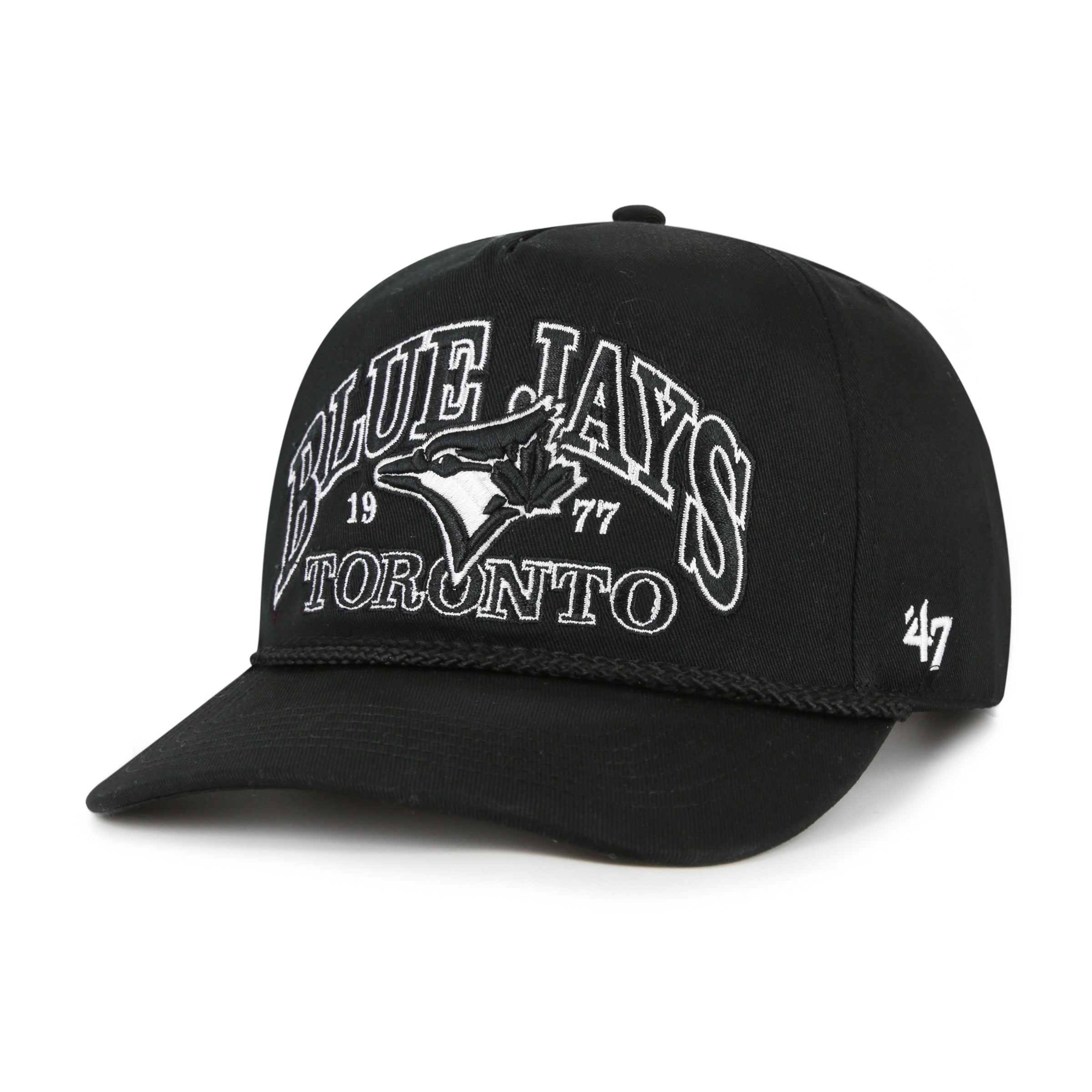 Toronto Blue Jays MLB 47 Brand Men's Black Break Wood Hitch Snapback Hat