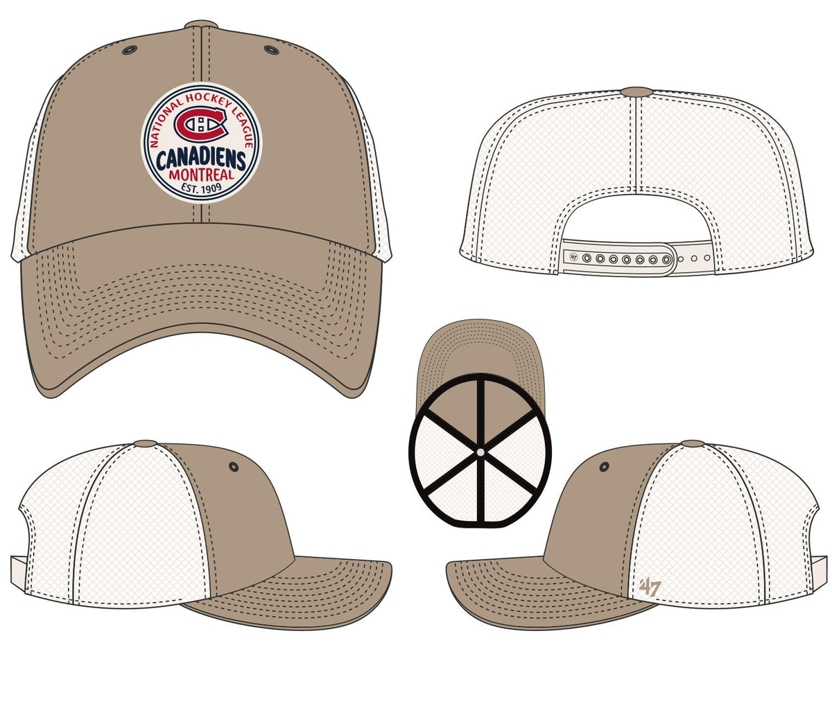 Montreal Canadiens NHL 47 Brand Men's Khaki Felton Clean Up Adjustable Hat