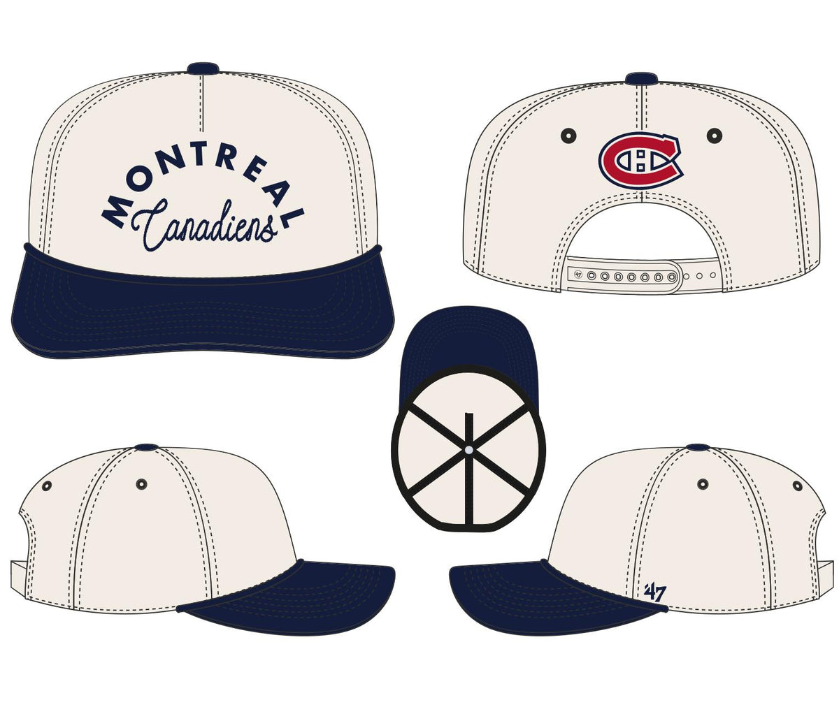 Montreal Canadiens NHL 47 Brand Men's Natural Rope Script Hitch Snapback Hat