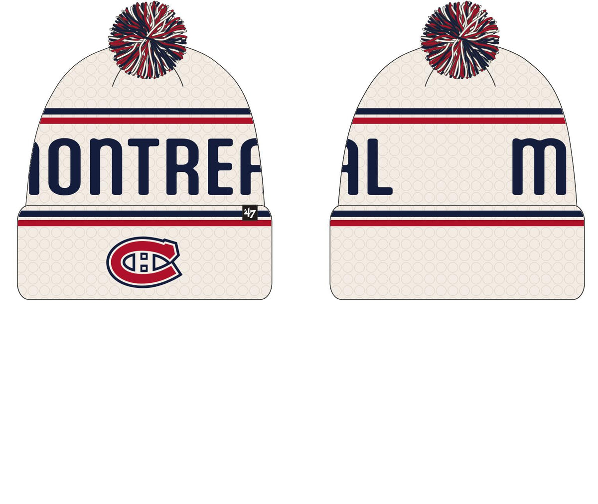 Montreal Canadiens NHL 47 Brand Men's Natural Quattrle Cuff Pom Knit