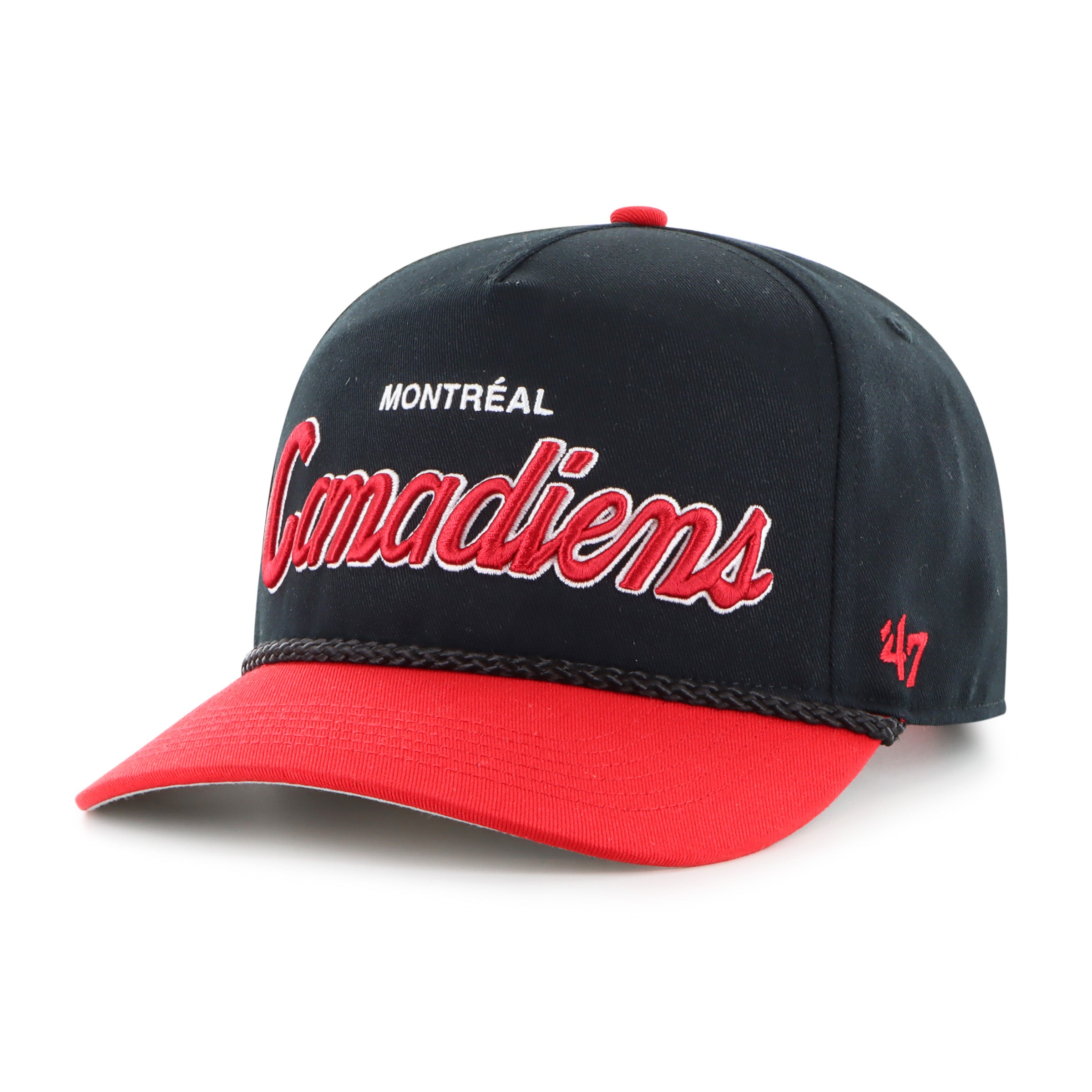Montreal Canadiens NHL 47 Brand Men's Black Crosstown Script Rope Hitch Adjustable Hat