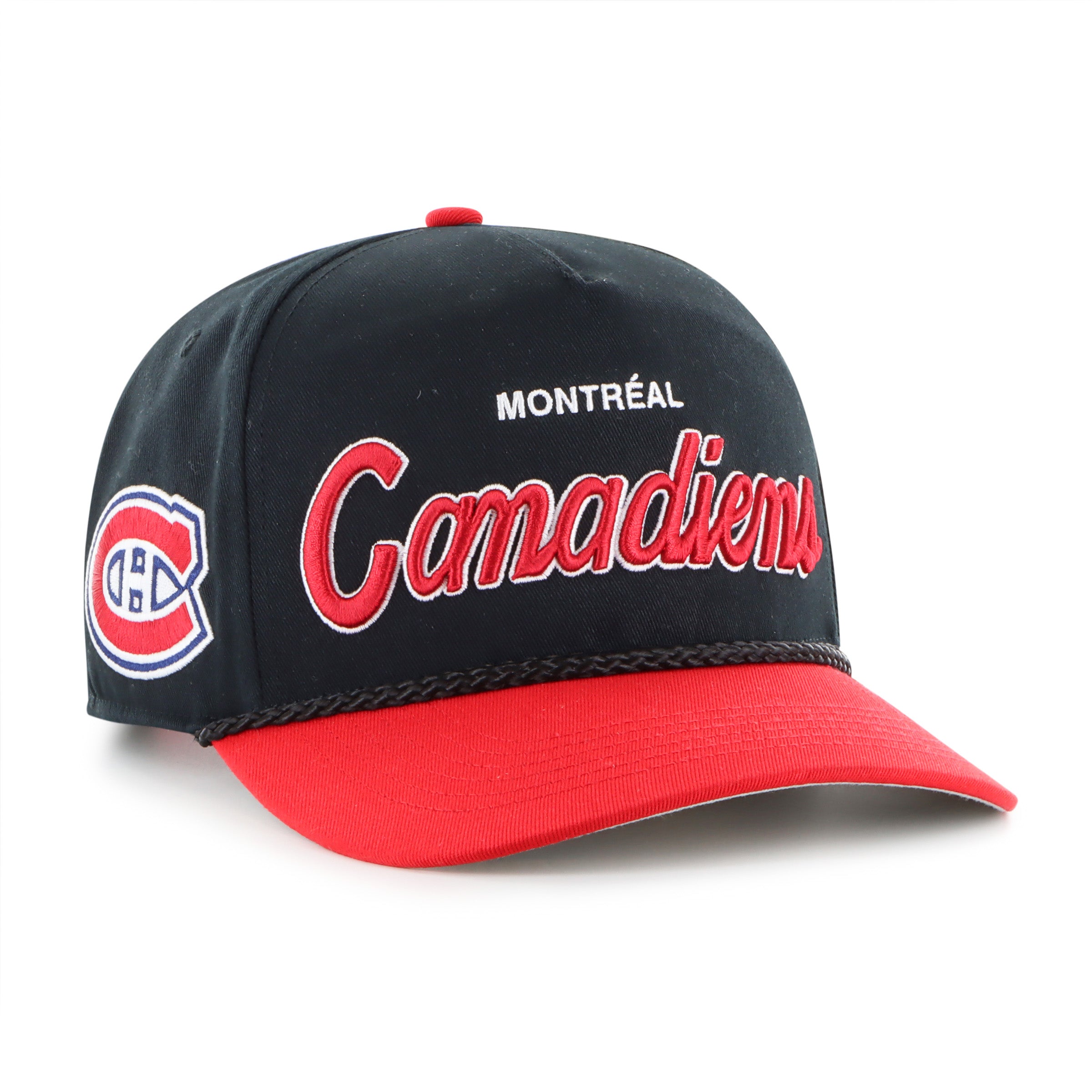 Montreal Canadiens NHL 47 Brand Men's Black Crosstown Script Rope Hitch Adjustable Hat