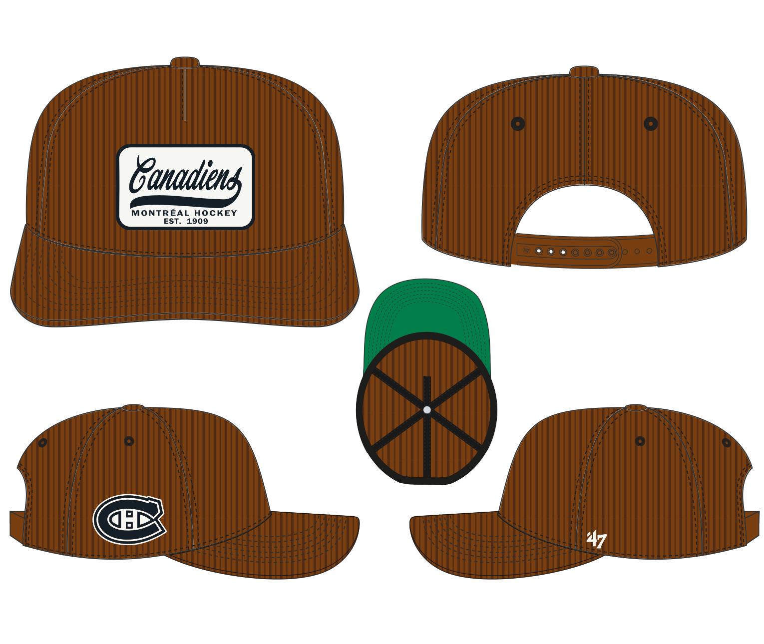 Montreal Canadiens NHL 47 Brand Men's Brown Corduroy Patch Hitch Snapback Hat