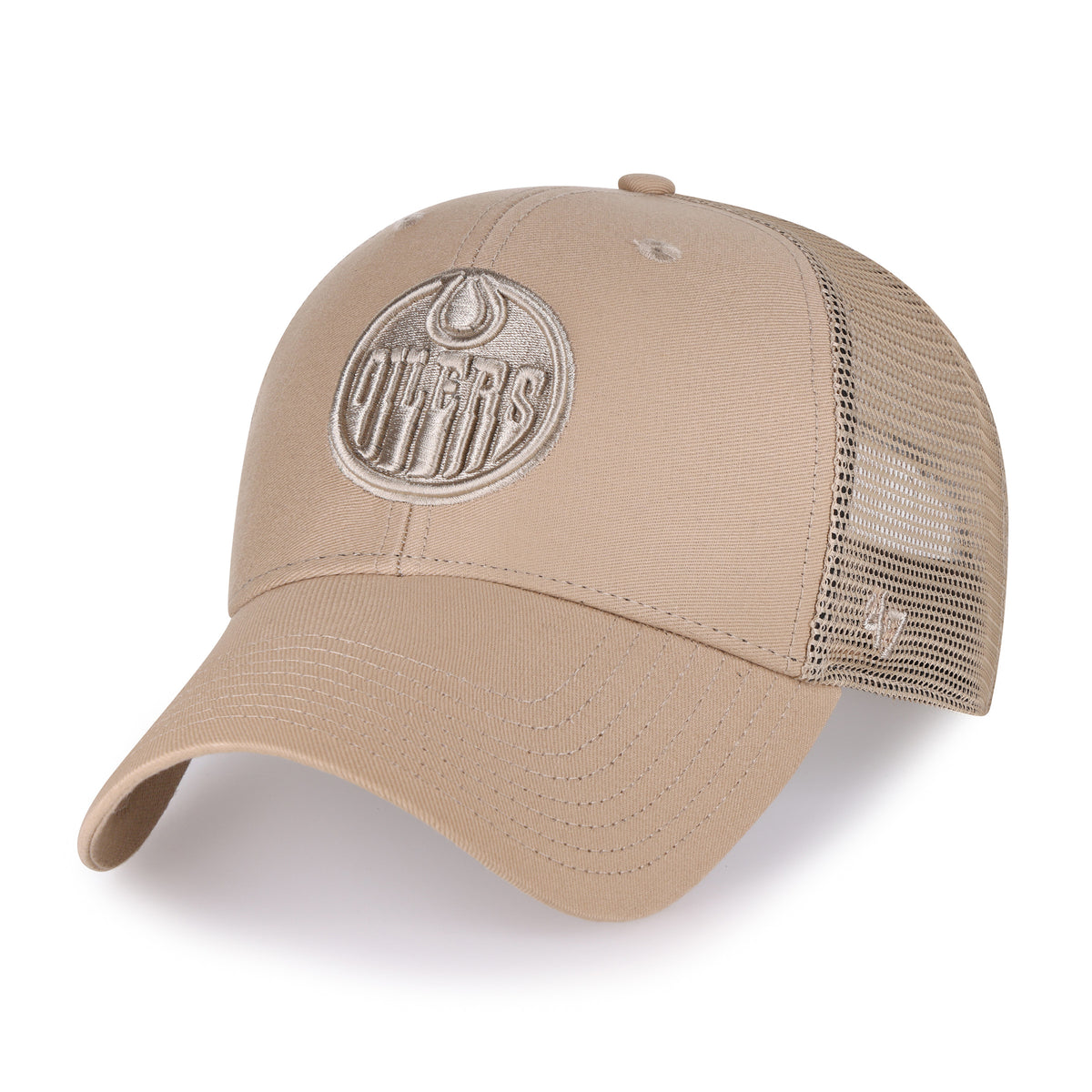 Casquette de baseball Edmonton Oilers NHL 47 Brand Branson MVP Trucker kaki pour homme