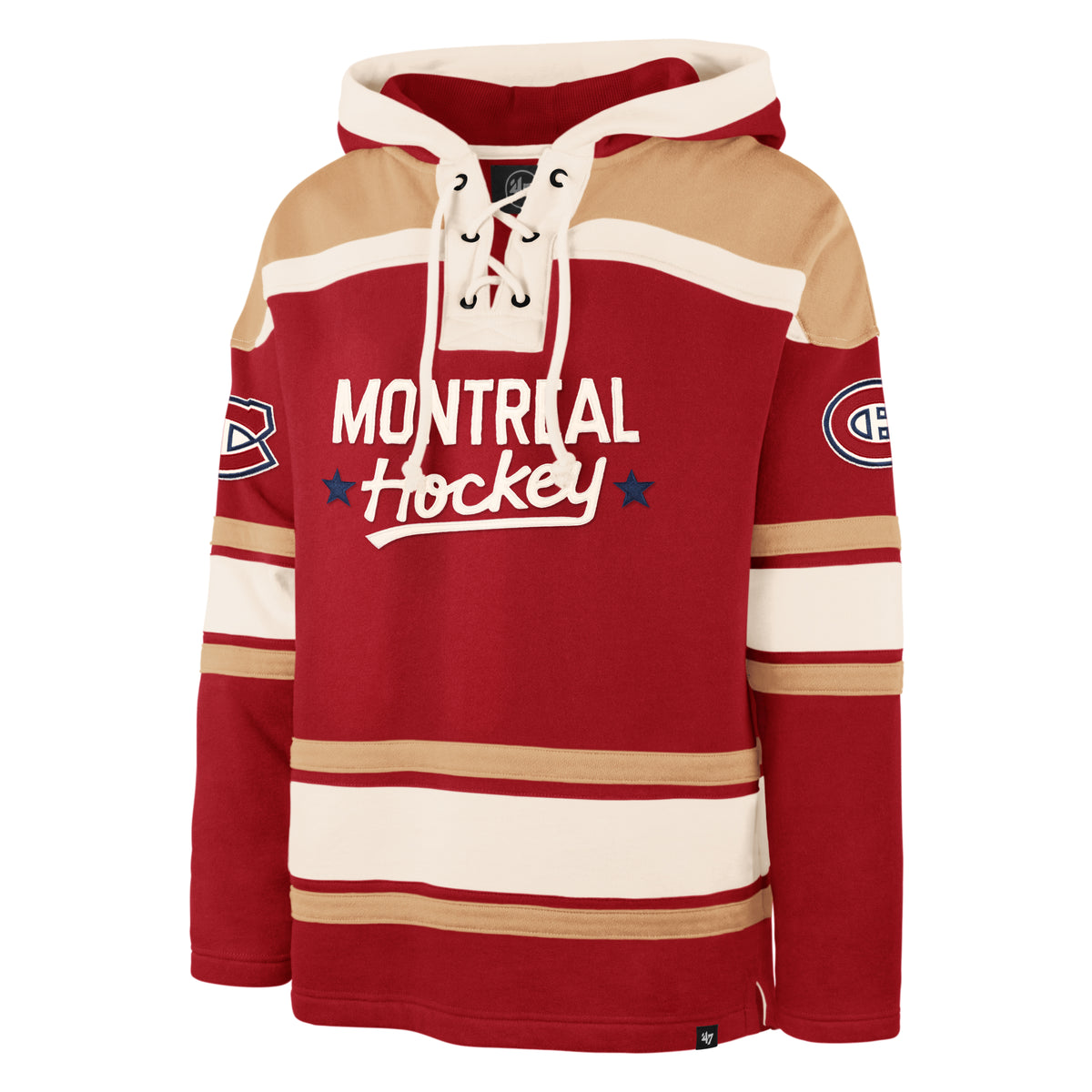 Montreal Canadiens NHL 47 Brand Men's Red Superior Heavyweight Lacer Hoodie