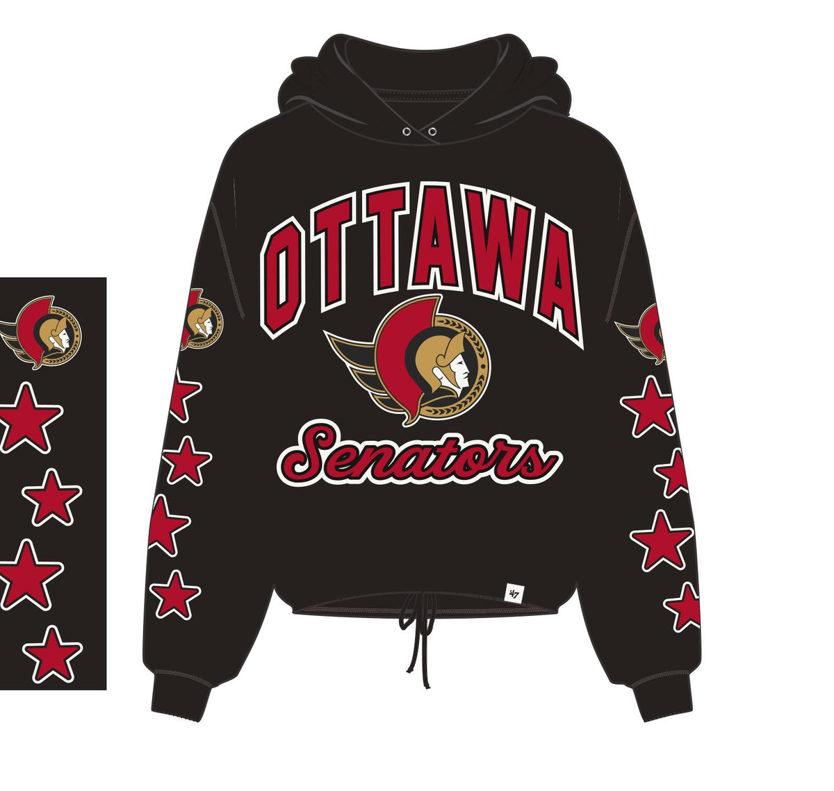 Ottawa Senators NHL 47 Brand Women's Black Starry Eyed Venice Hoodie