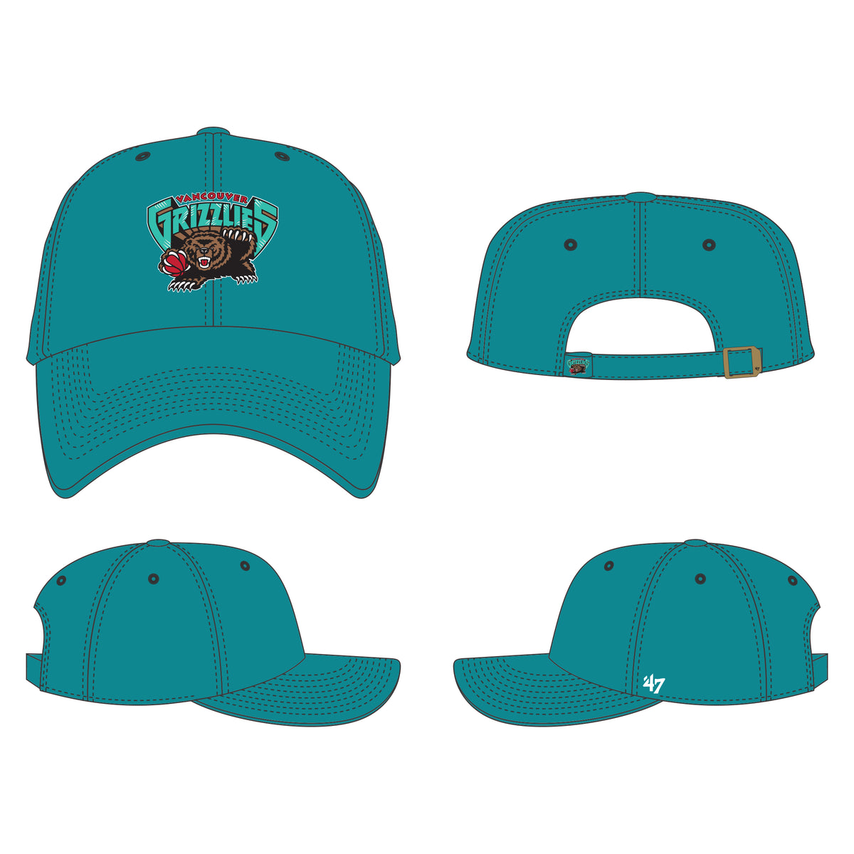 Vancouver Grizzlies NBA 47 Brand Men's Teal Clean Up Adjustable Hat