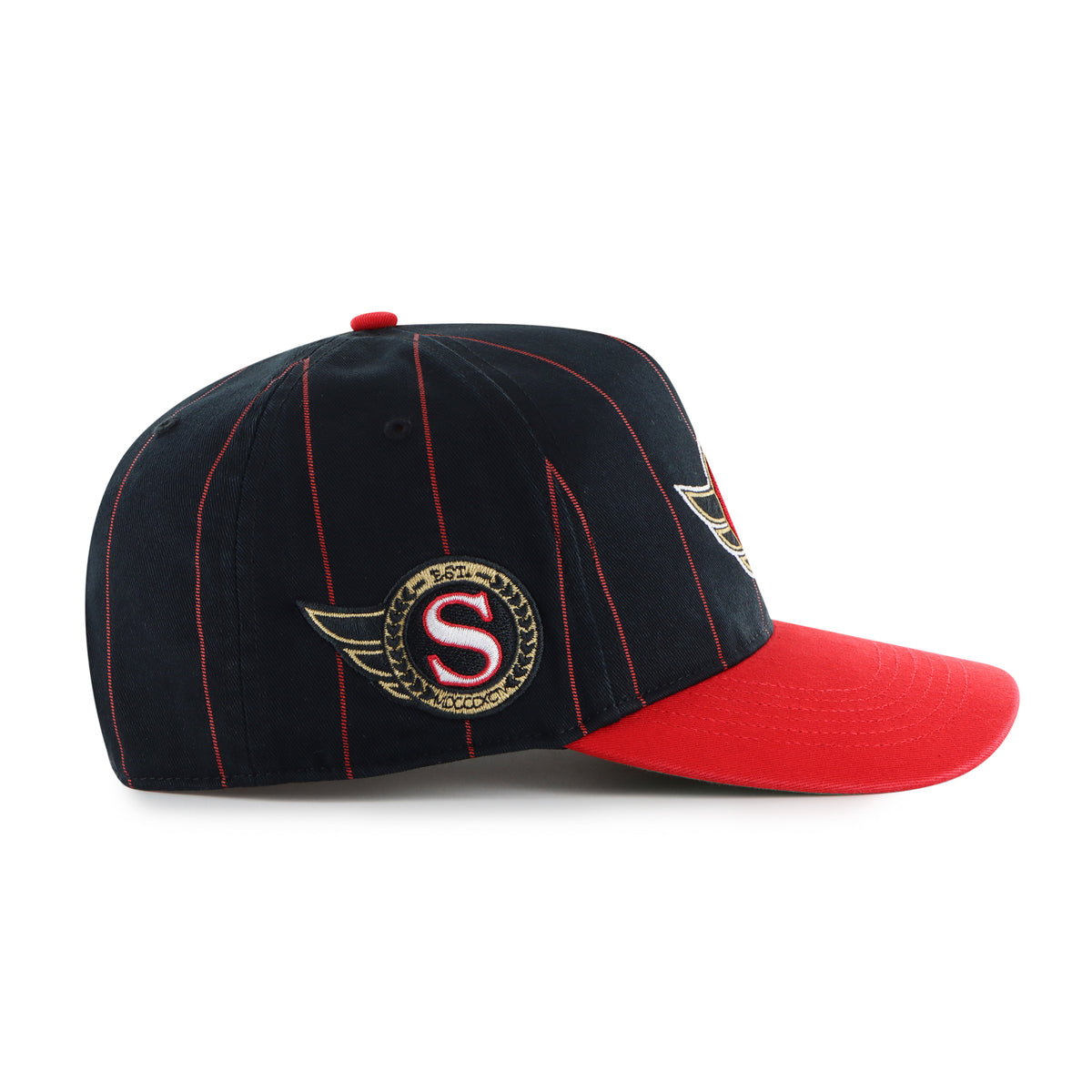 Ottawa Senators NHL 47 Brand Men's Black Pinstripe Hitch Adjustable Hat