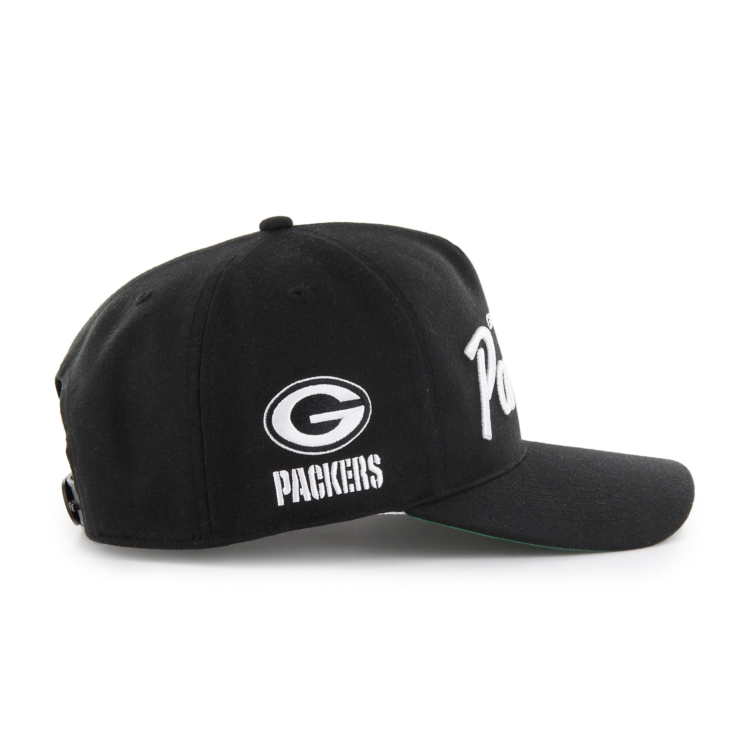 Green Bay Packers NFL 47 Brand Men's Black Attitude Hitch Adjustable Hat