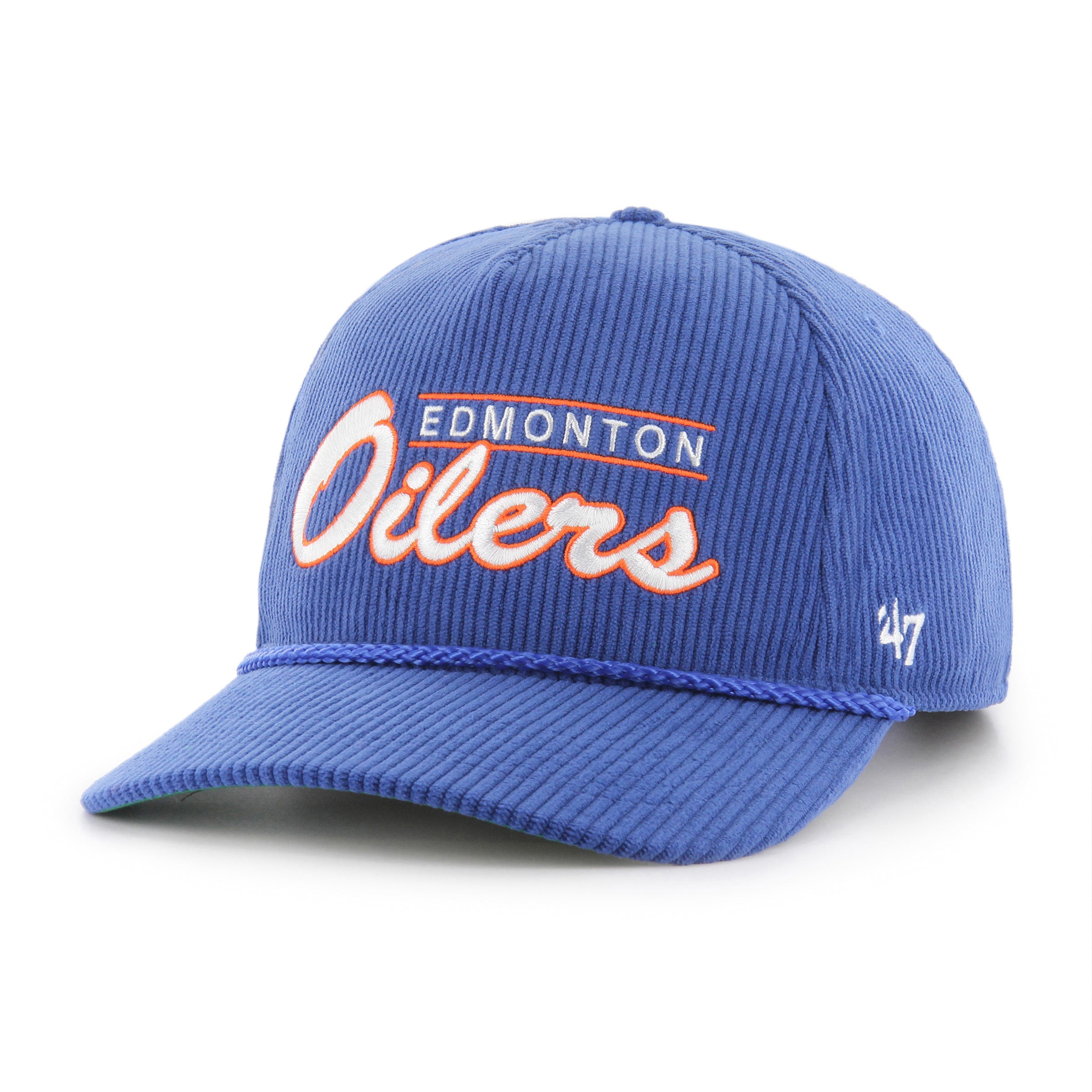 Casquette ajustable à cordon épais pour homme Royal Double Header des Oilers d'Edmonton NHL 47 Brand