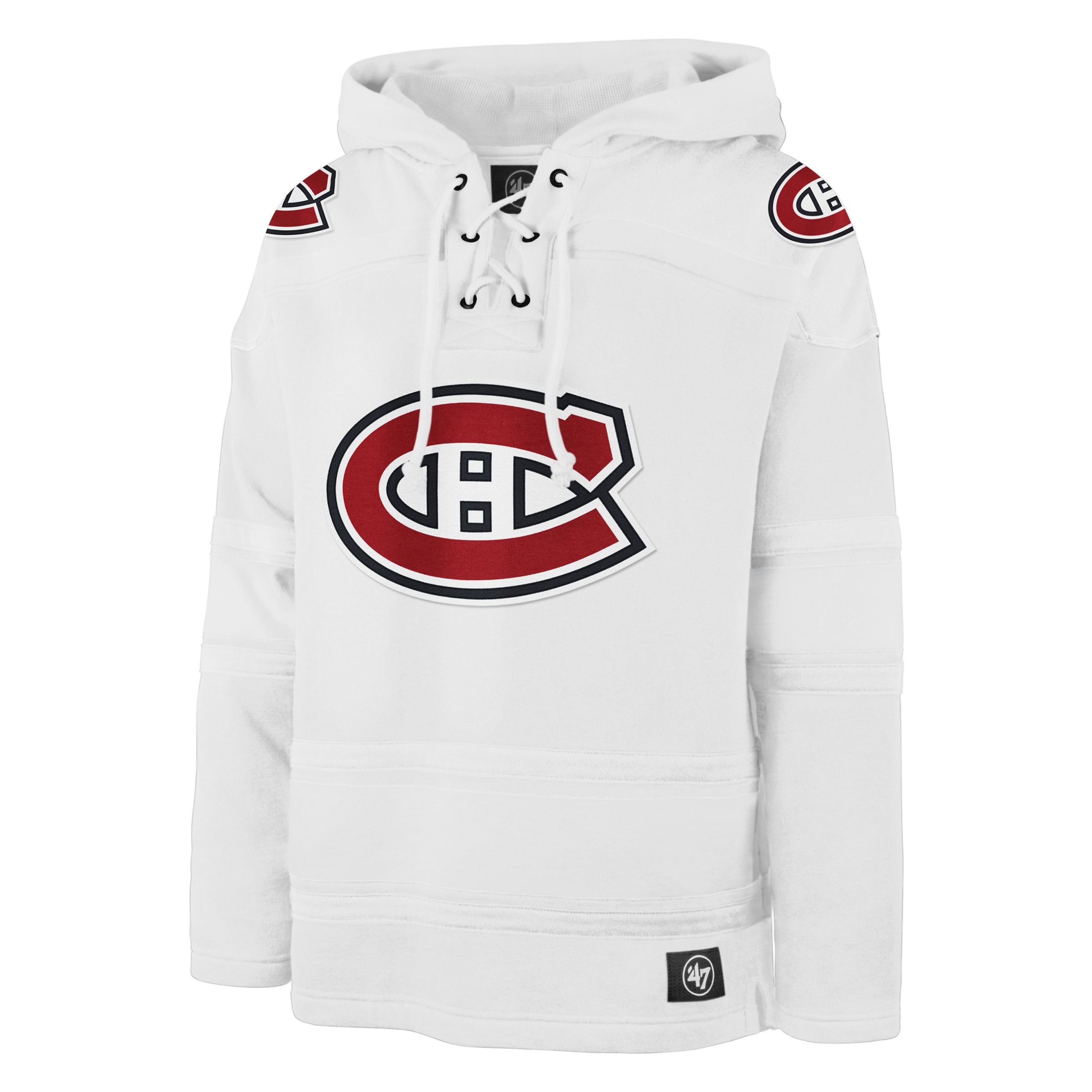 Montreal Canadiens NHL 47 Brand Men's White Out Heavyweight Lacer Hoodie