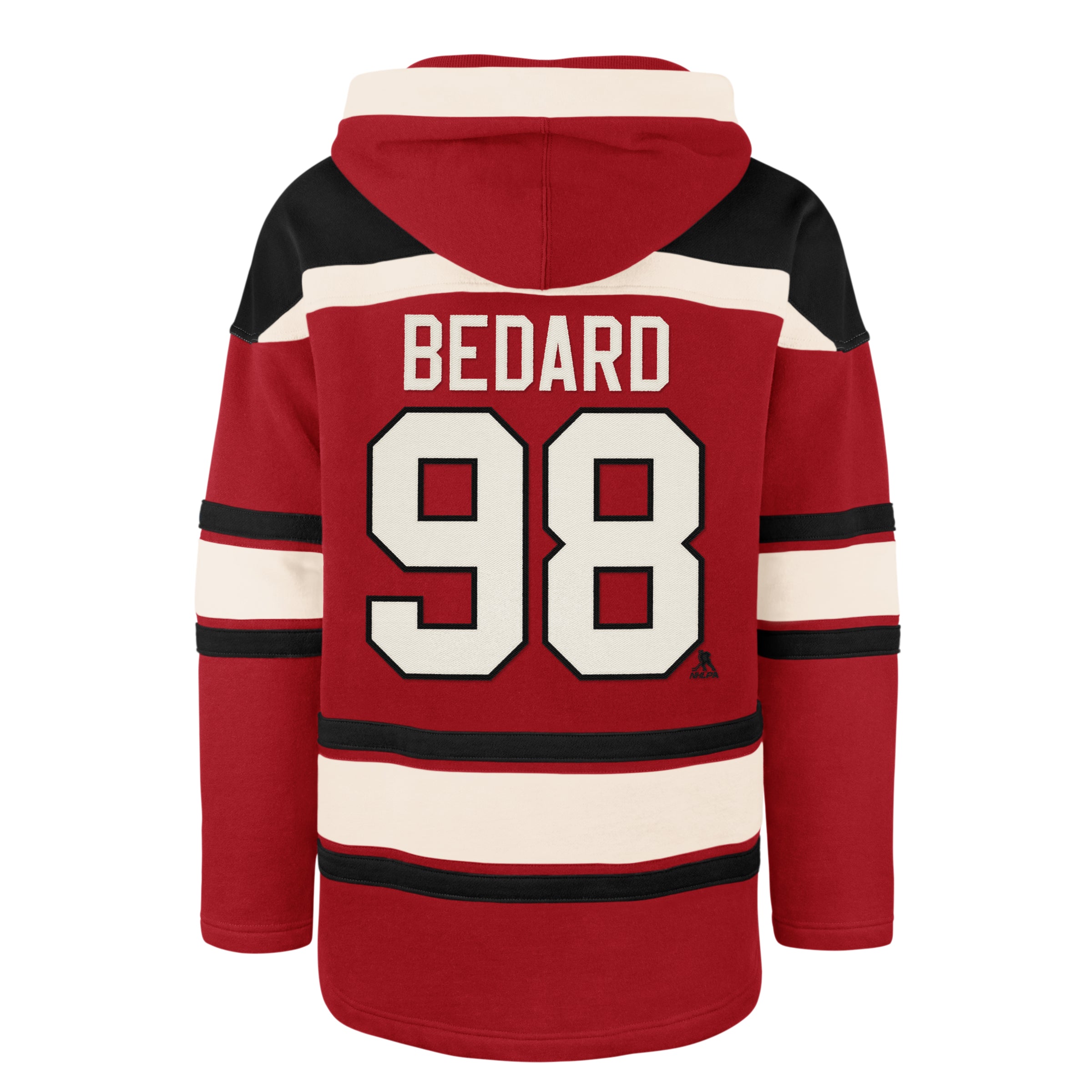 Connor Bedard Chicago Blackhawks NHL 47 Brand Men's Red Heavyweight Lacer Hoodie