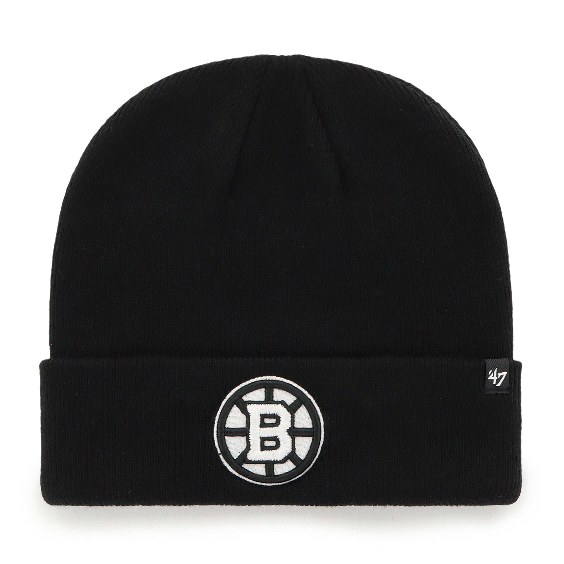 Boston Bruins NHL 47 Brand Men's Black Attitude Raised Cuff Knit Beanie