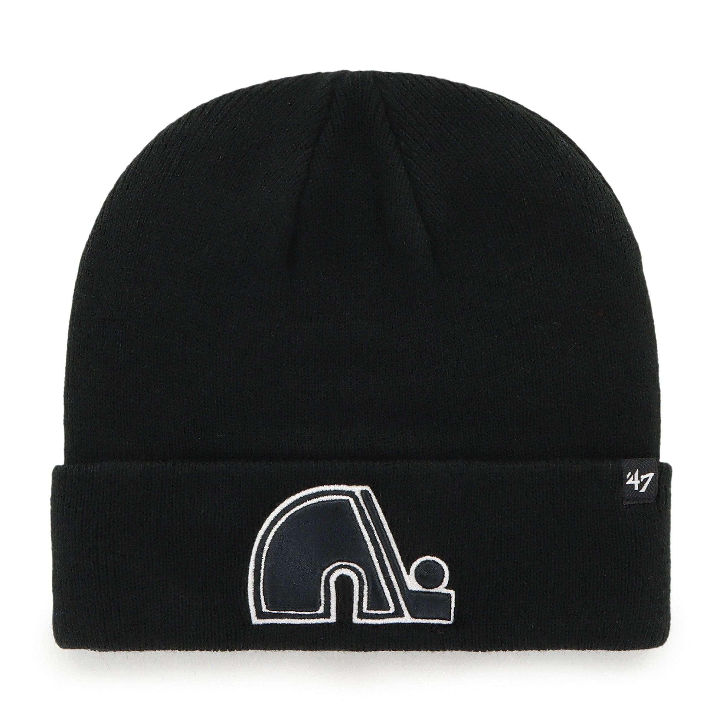 Quebec Nordiques NHL 47 Brand Men's Black Attitude Raised Cuff Knit Beanie