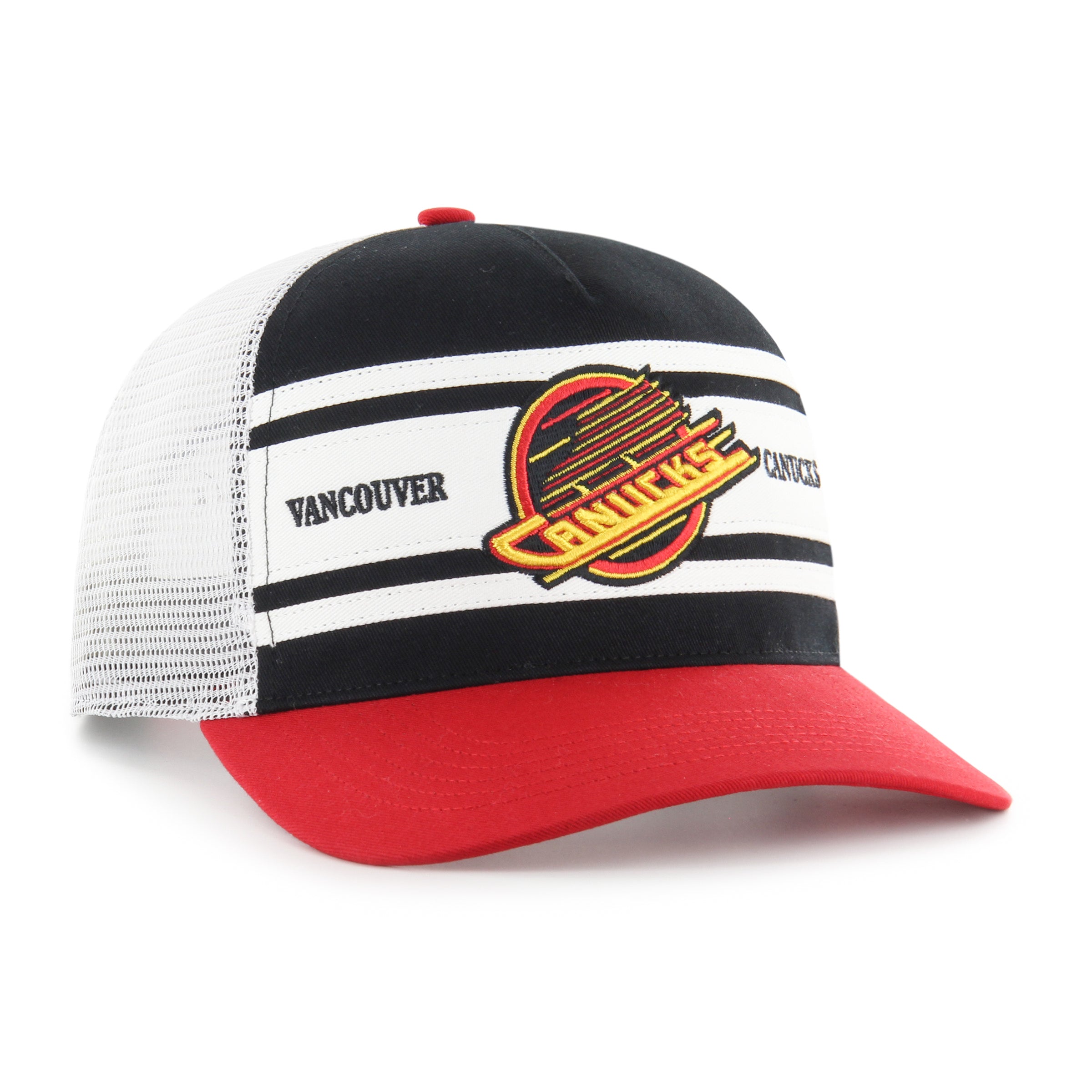 Vancouver Canucks NHL 47 Brand Men's Black Red Super Stripe Hitch Adjustable Hat