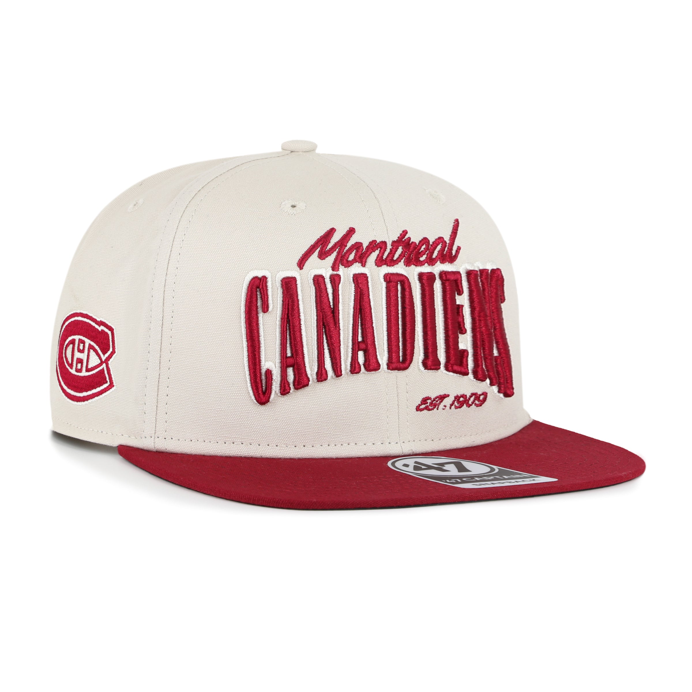 Casquette Chandler Snapback des Canadiens de Montréal NHL 47 Brand pour hommes, blanc et rouge 