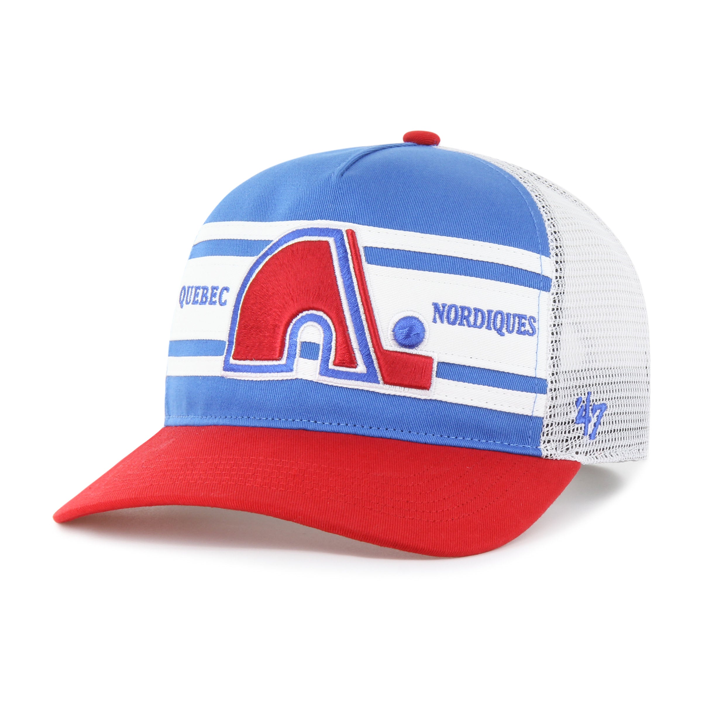 Casquette ajustable avec attelage à super rayures bleu clair/rouge de marque NHL 47 des Nordiques de Québec pour hommes