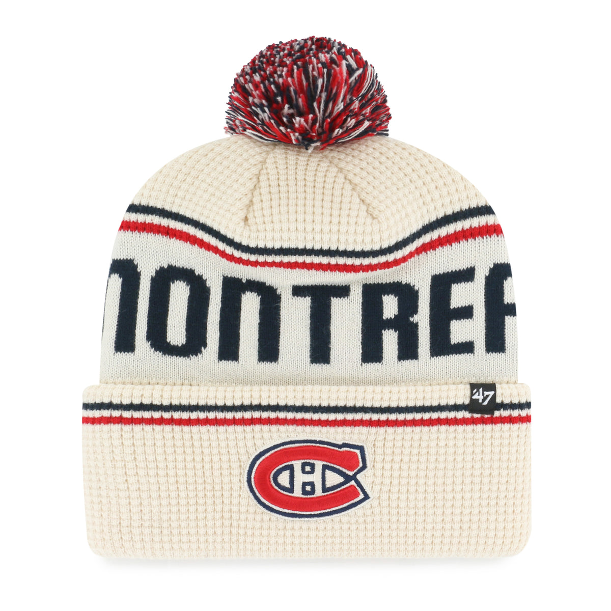 Montreal Canadiens NHL 47 Brand Men's Natural Quattrle Cuff Pom Knit