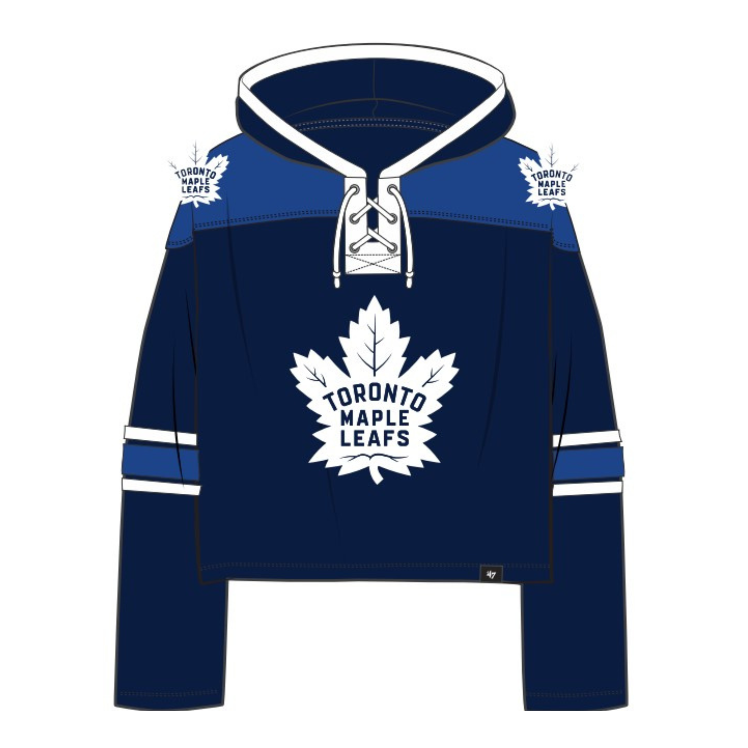 Toronto Maple Leafs NHL 47 Brand Women's Navy Cropped Superior Lace Up Hoodie