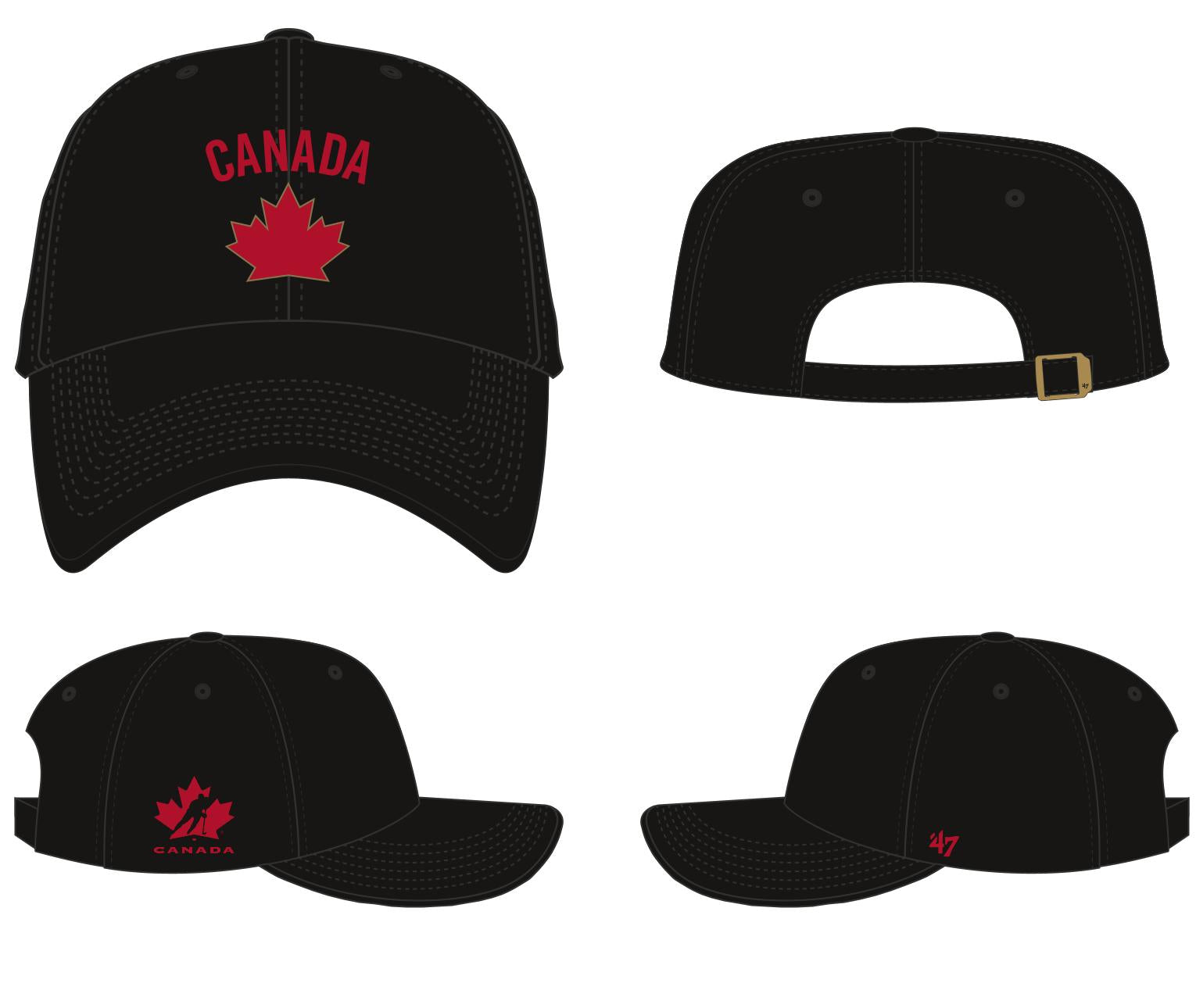 Hockey Canada IIHF 47 Brand Men's Black Sure Shot Clean Up Adjustable Hat