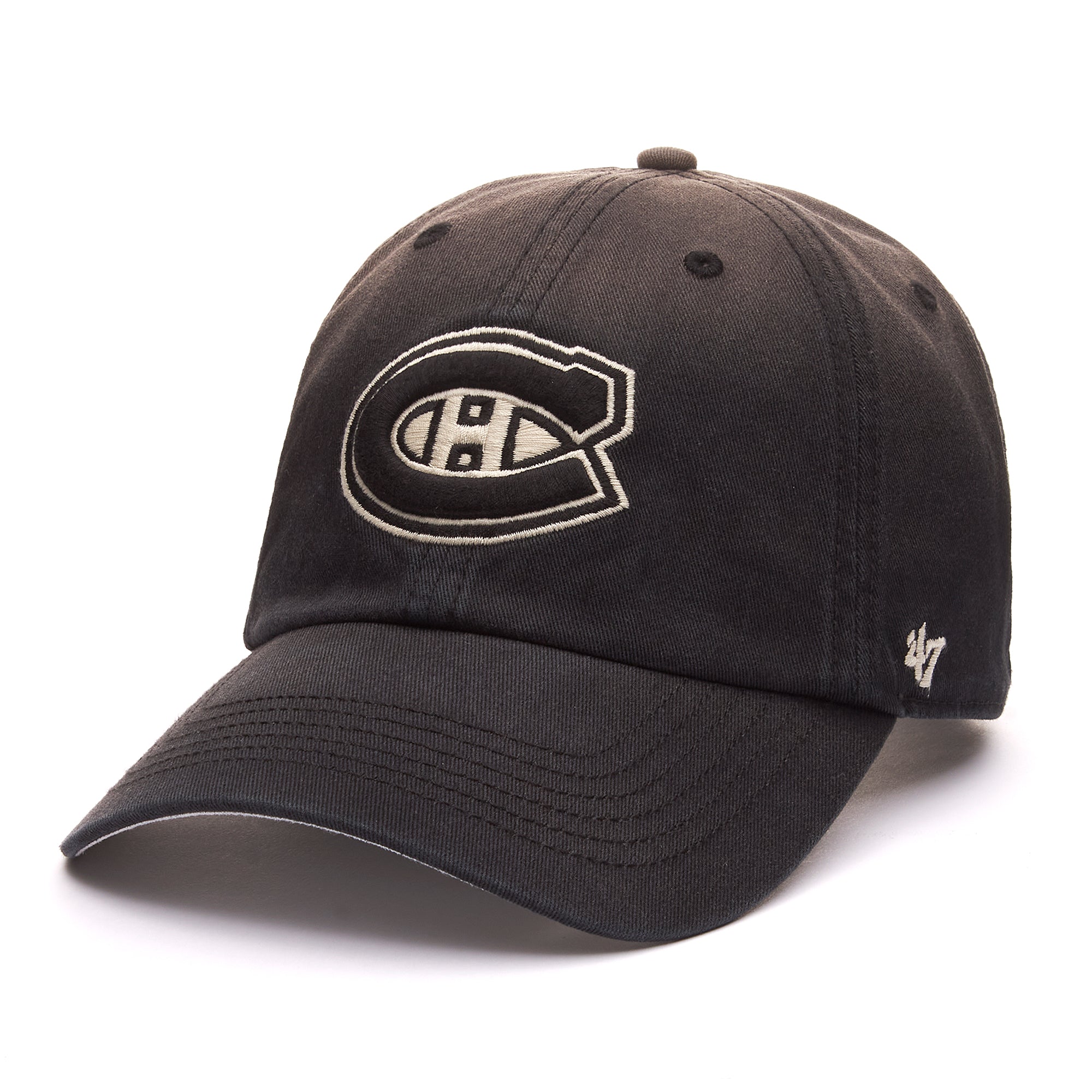 Montreal Canadiens NHL 47 Brand Men's Black Dusted Clean Up Adjustable Hat