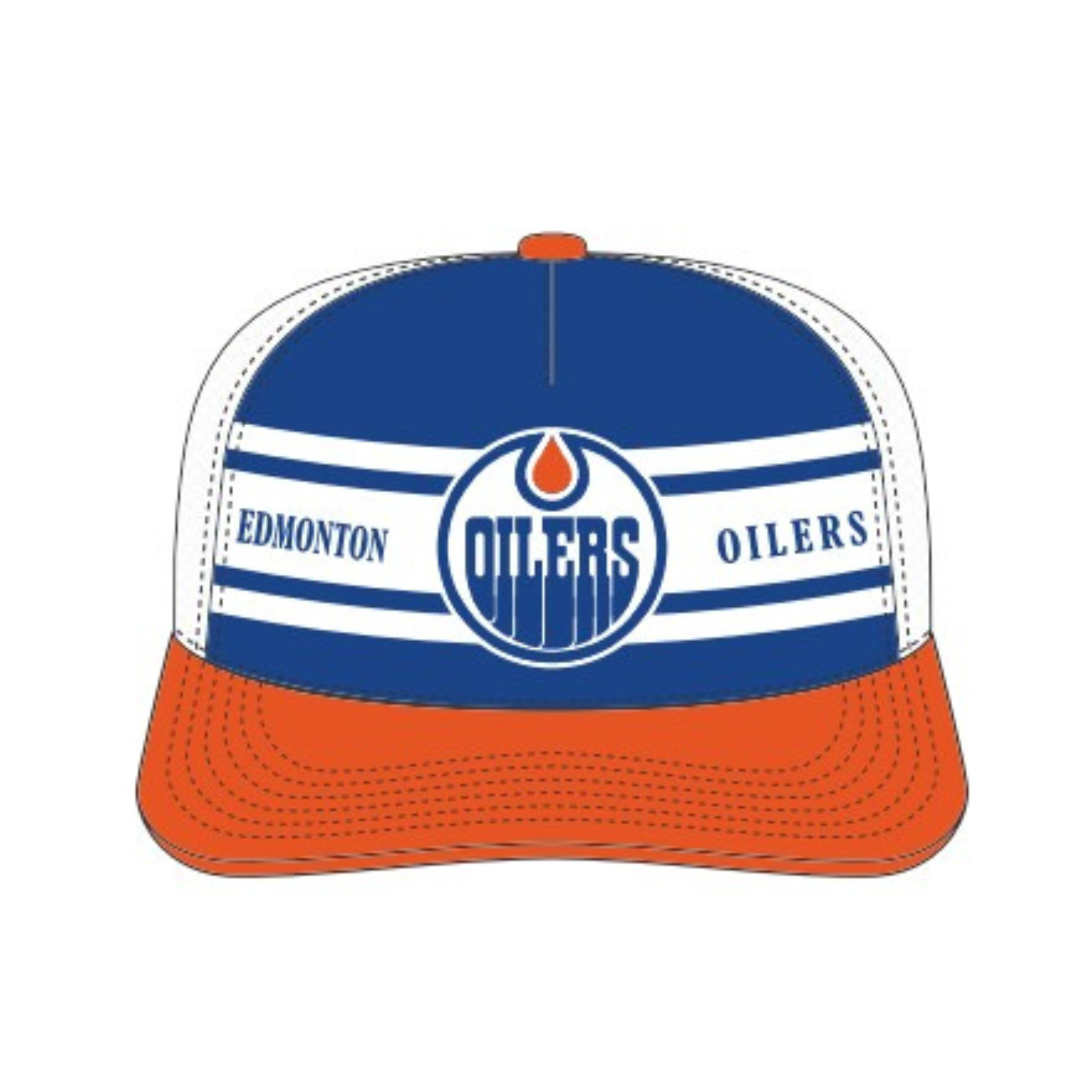 Casquette ajustable à rayures bleu royal/orange pour homme des Oilers d'Edmonton NHL 47 Brand