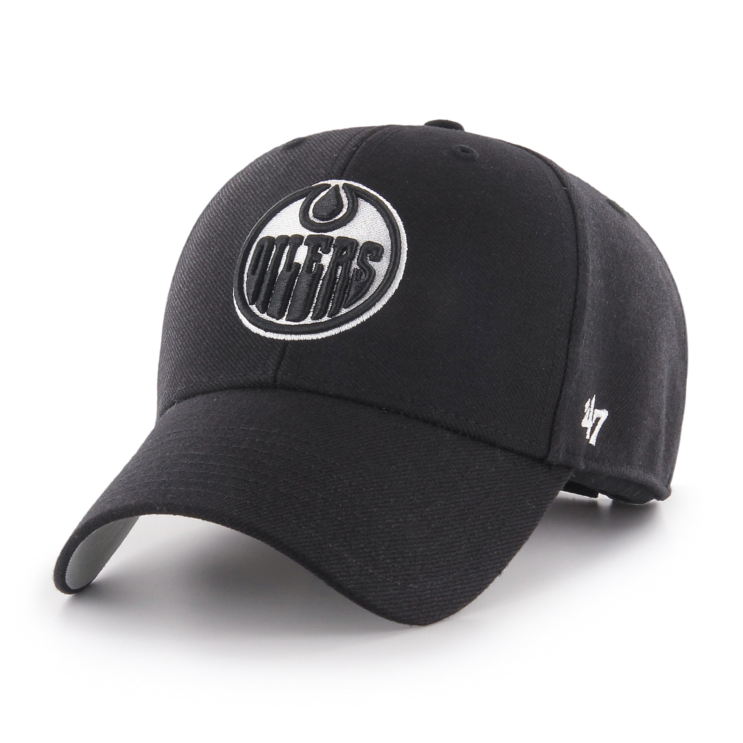 Casquette ajustable MVP des Oilers d'Edmonton NHL 47 Brand pour hommes, noir et blanc