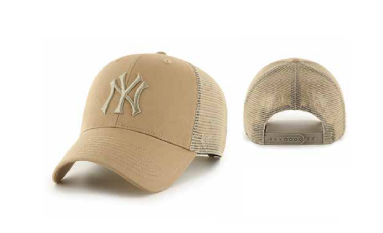 New York Yankees MLB 47 Brand Men's Branson Khaki MVP Trucker Snapback Hat