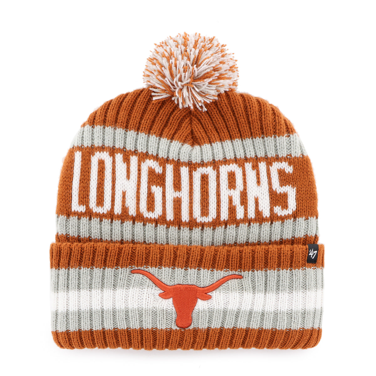 Texas Longhorns NCAA 47 Brand Men's Orange Bering Cuff Pom Knit