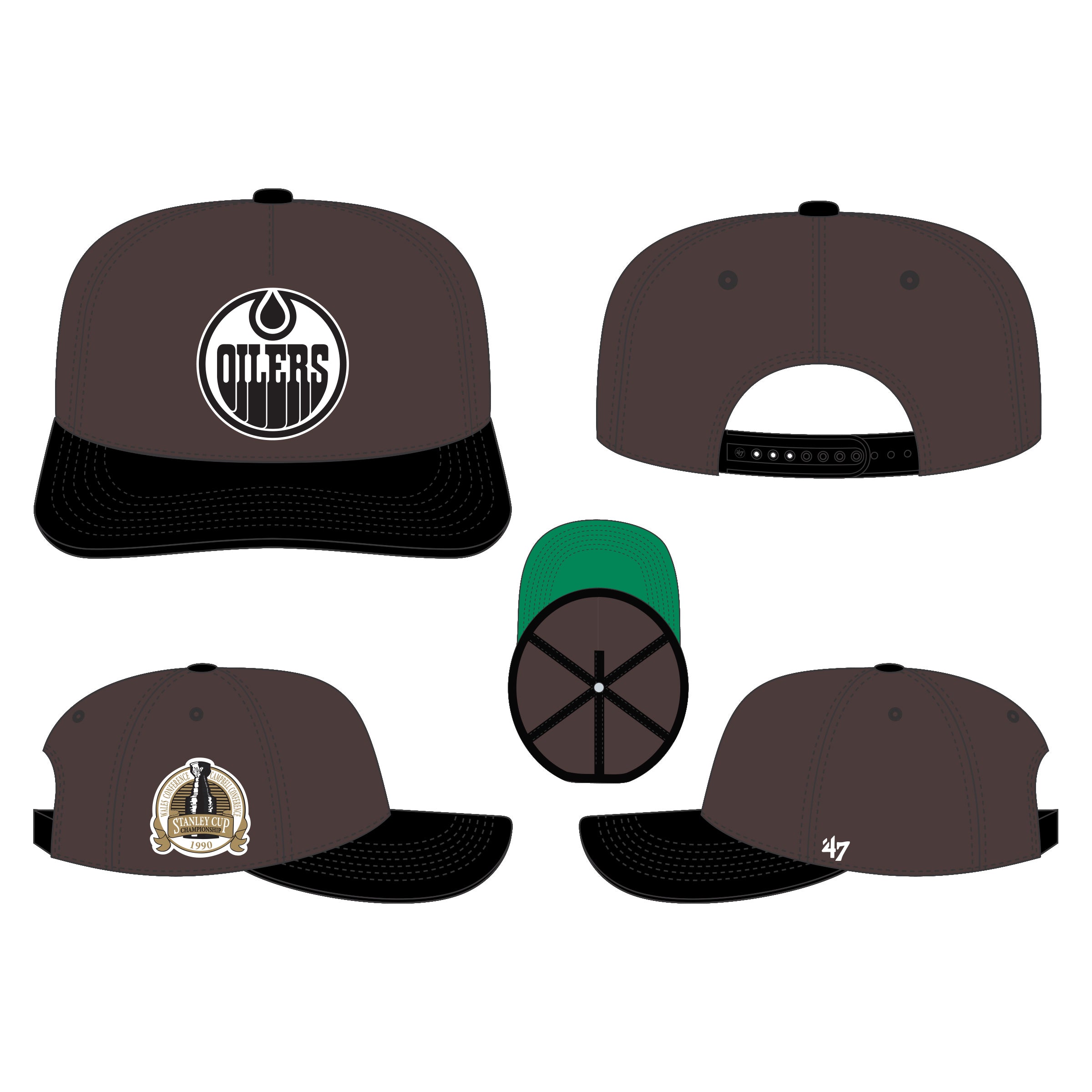 Casquette snapback Sure Shote Hitch en chocolat noir pour homme de la marque NHL 47 des Oilers d'Edmonton