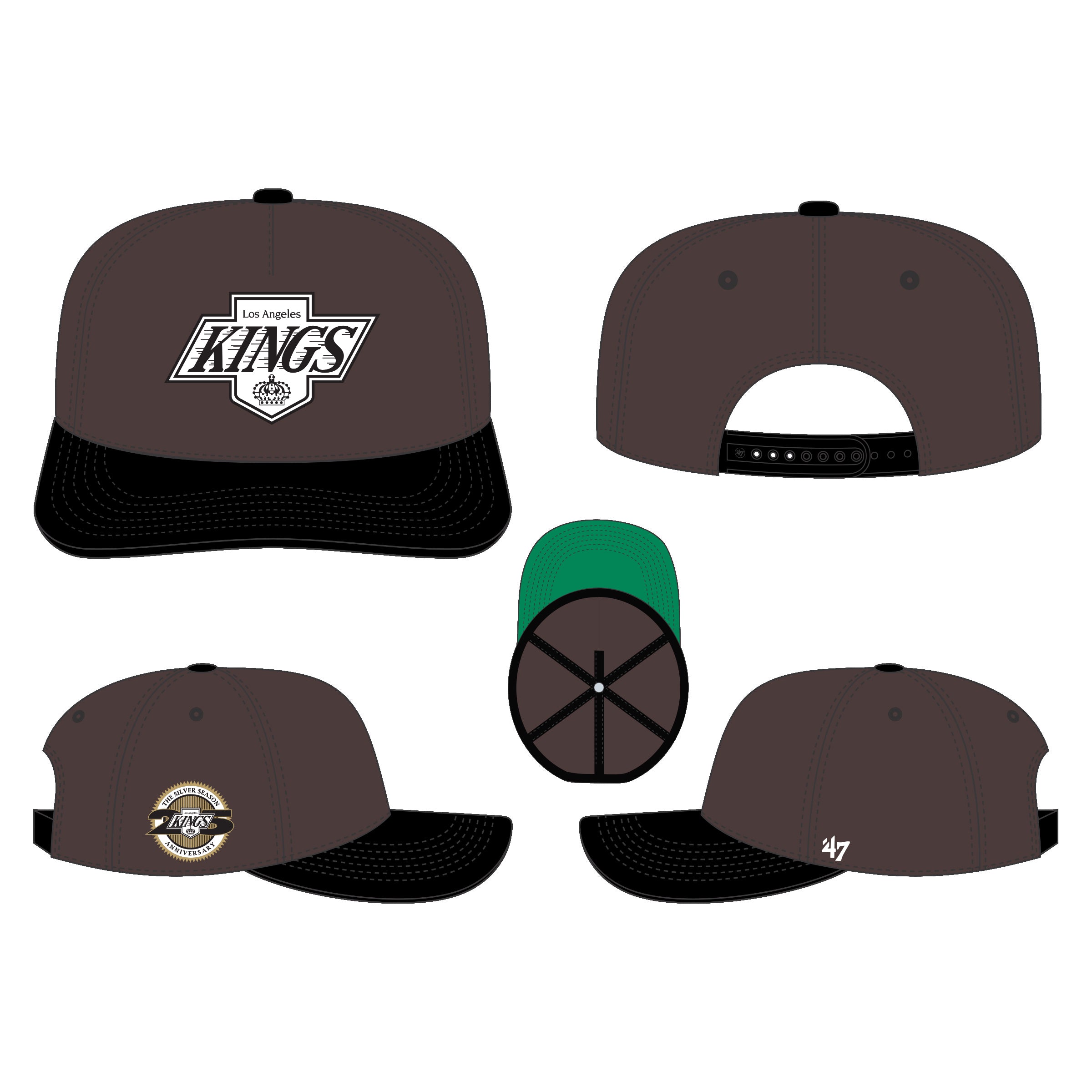 Casquette Snapback Sure Shote Hitch en chocolat noir pour homme de la marque NHL 47 des Kings de Los Angeles