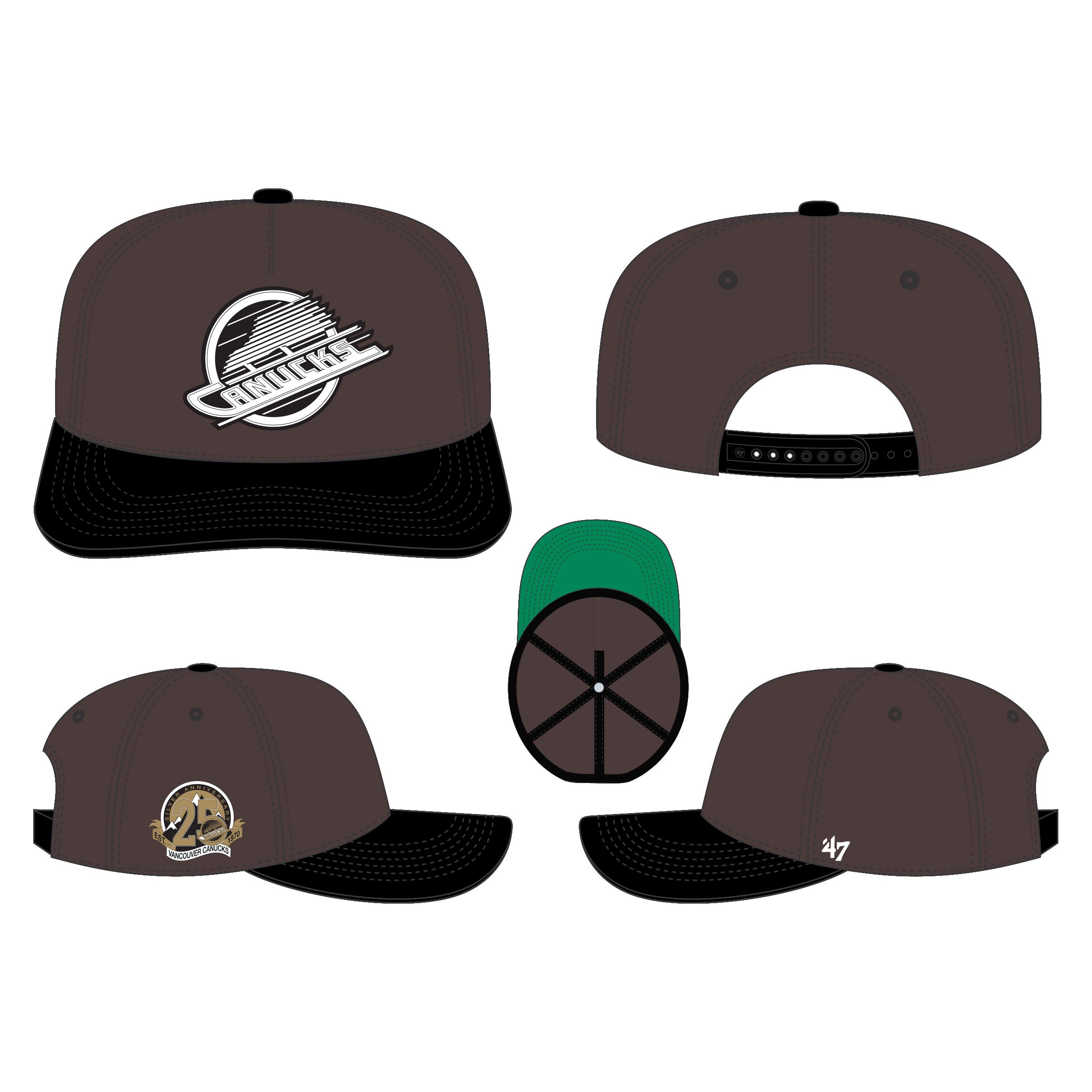 Casquette snapback Sure Shot Hitch en chocolat noir 47 Brand des Canucks de Vancouver LNH pour hommes