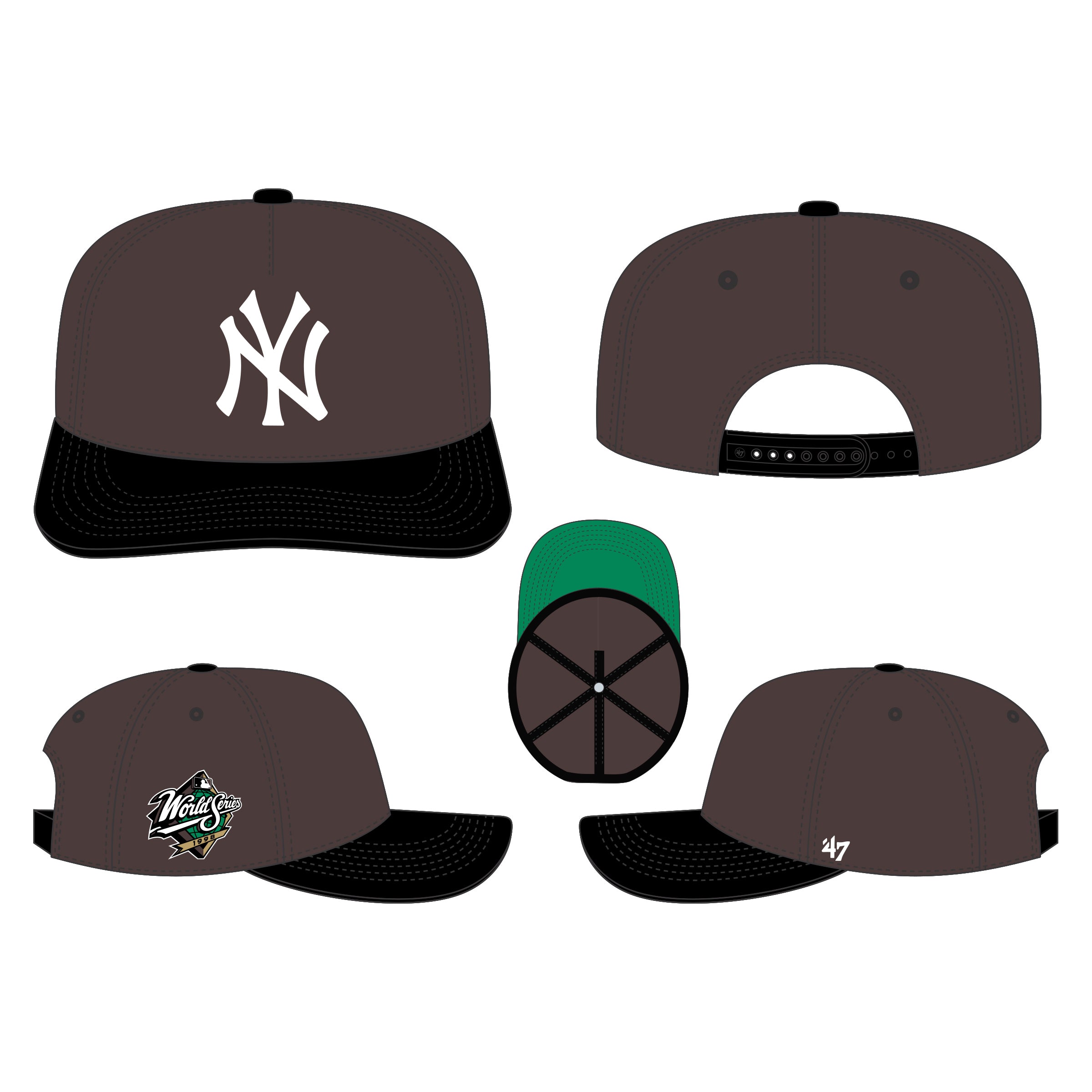 Casquette snapback Sure Shot Hitch en chocolat noir pour homme de la marque MLB 47 des Yankees de New York