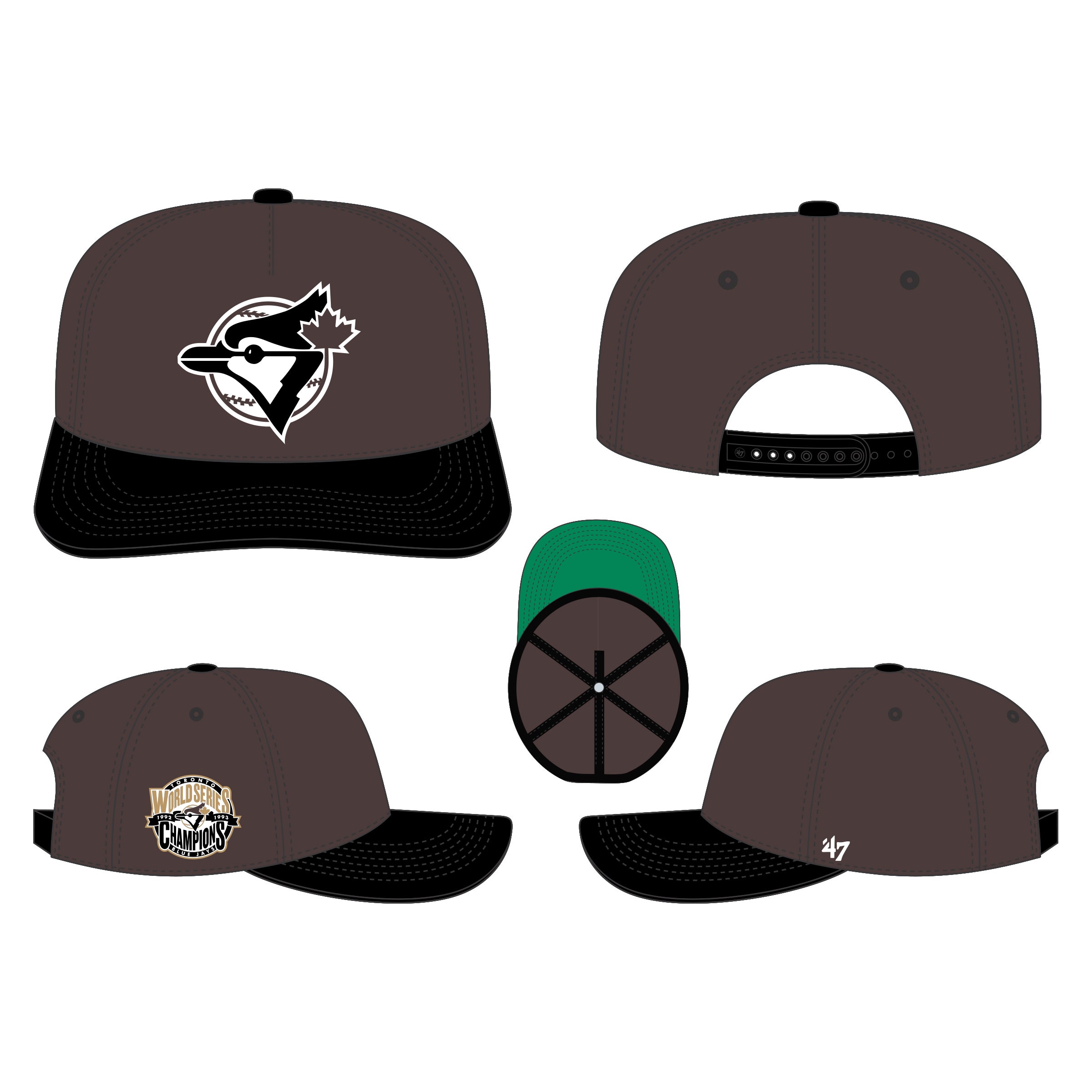 Casquette snapback Sure Shot Hitch en chocolat noir pour homme des Toronto Blue Jays MLB 47 Brand