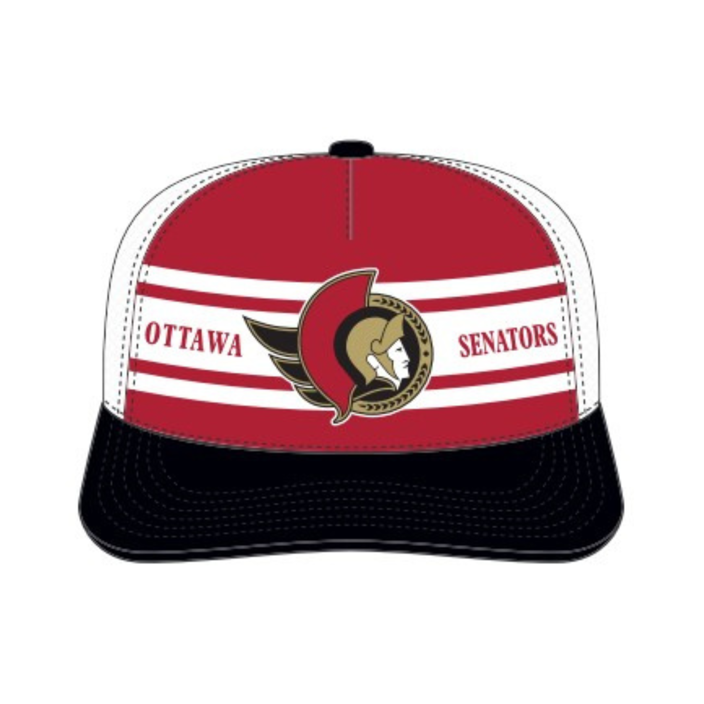 Casquette ajustable à rayures rouges et noires pour hommes LNH 47 Brand des Sénateurs d'Ottawa