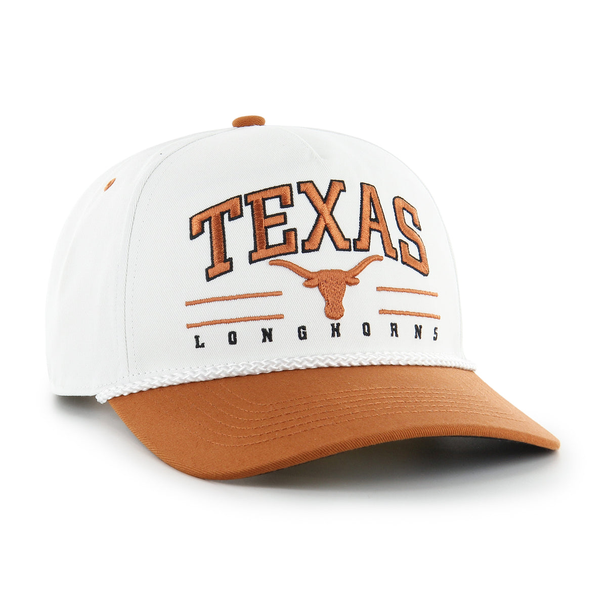 Texas Longhorns NCAA 47 Brand Men's White Roscoe Rope Two Tone Hitch Snapback Hat